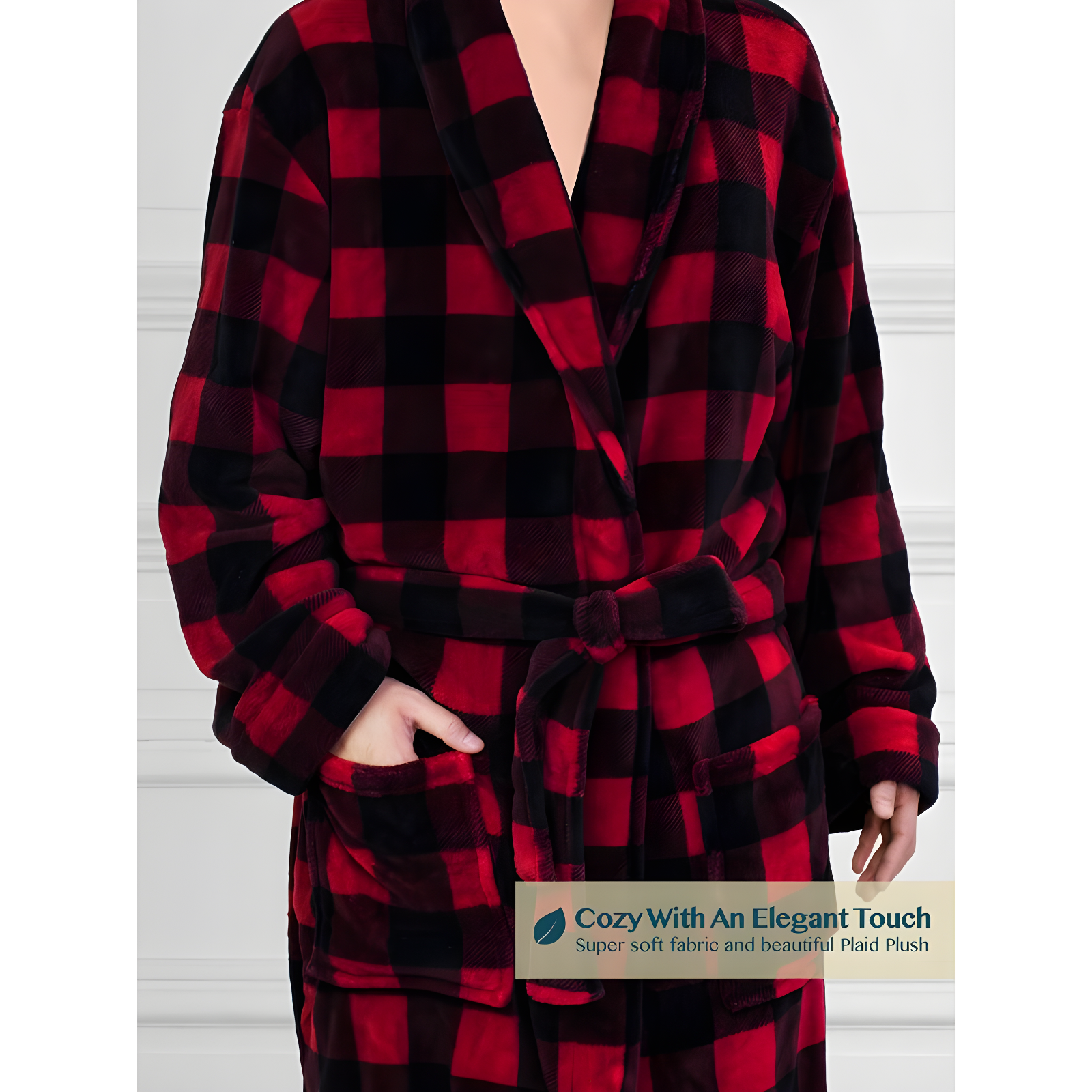 Rosalind Wheeler Speight Fleece Mid-Calf Bathrobe with Pockets