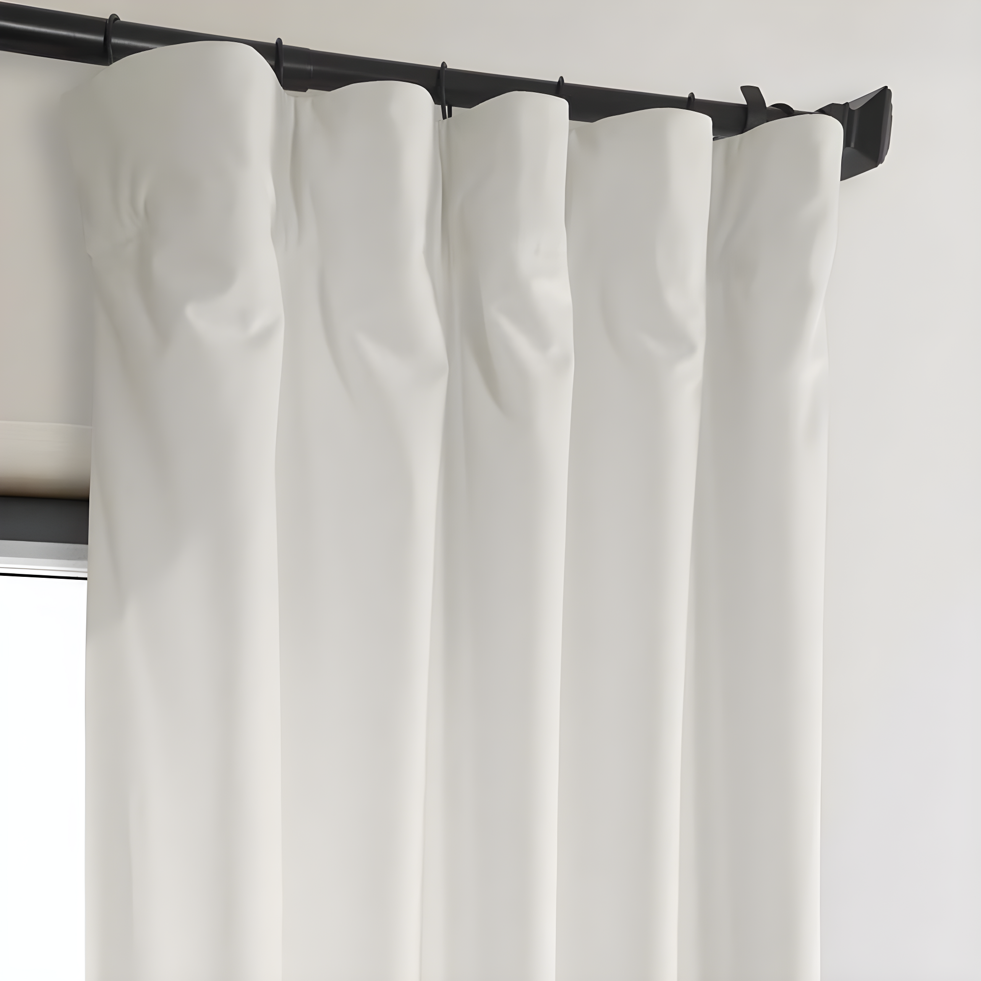 Pillow White Velvet Rod Pocket Room Darkening Curtain - 50 in. W x 108 in. L Single Panel Window Velvet Curtain
