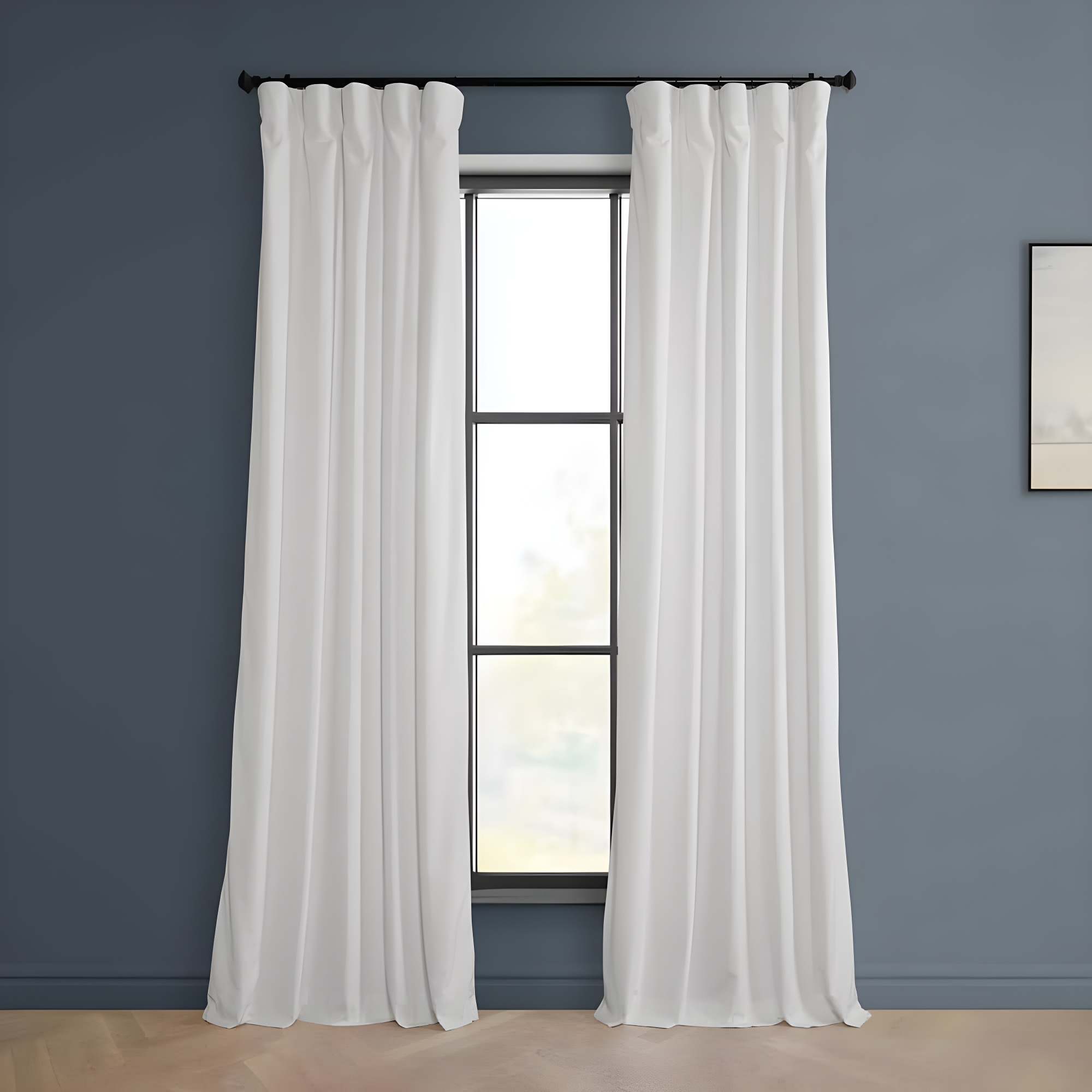 Pillow White Velvet Rod Pocket Room Darkening Curtain - 50 in. W x 108 in. L Single Panel Window Velvet Curtain