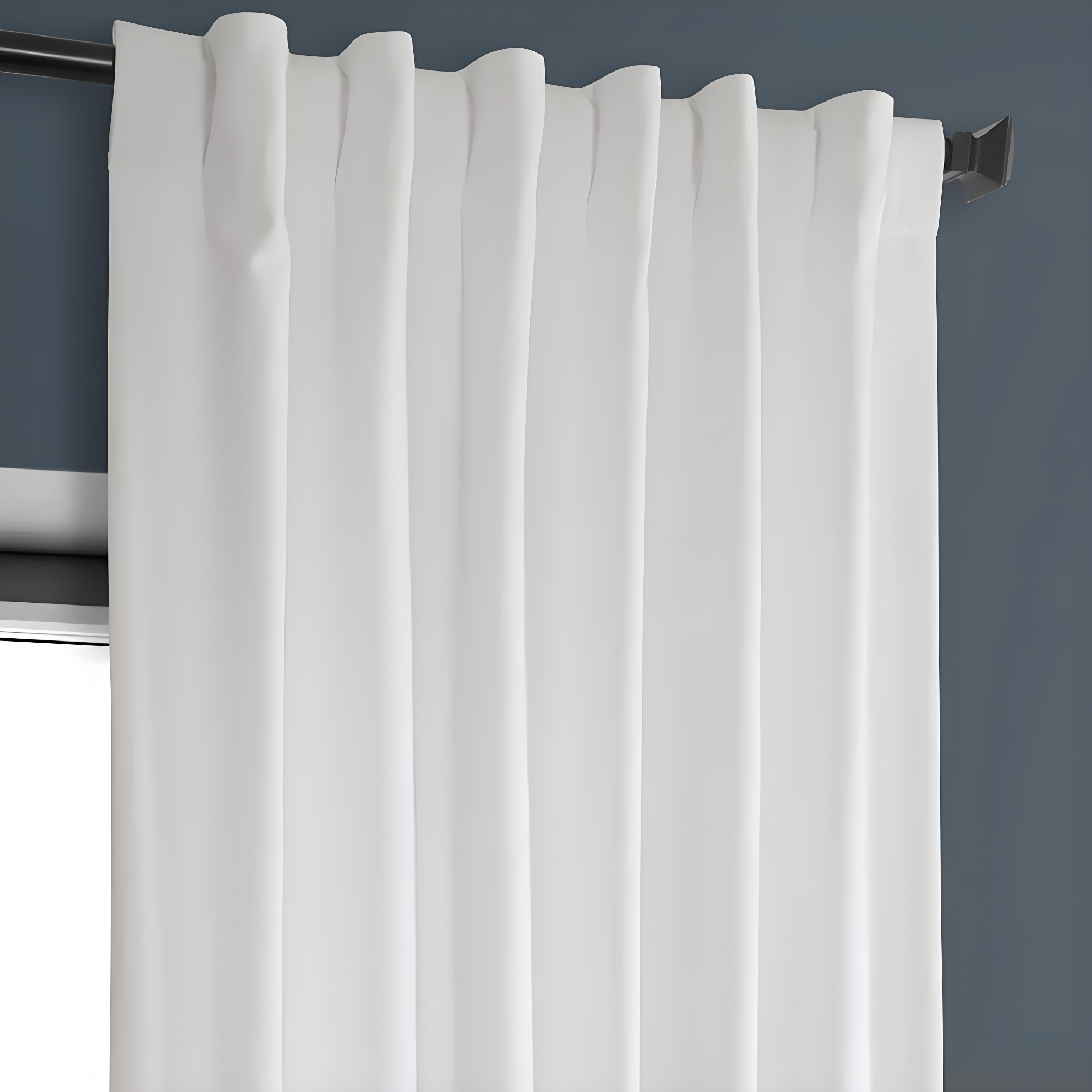 Pillow White Velvet Rod Pocket Room Darkening Curtain - 50 in. W x 108 in. L Single Panel Window Velvet Curtain