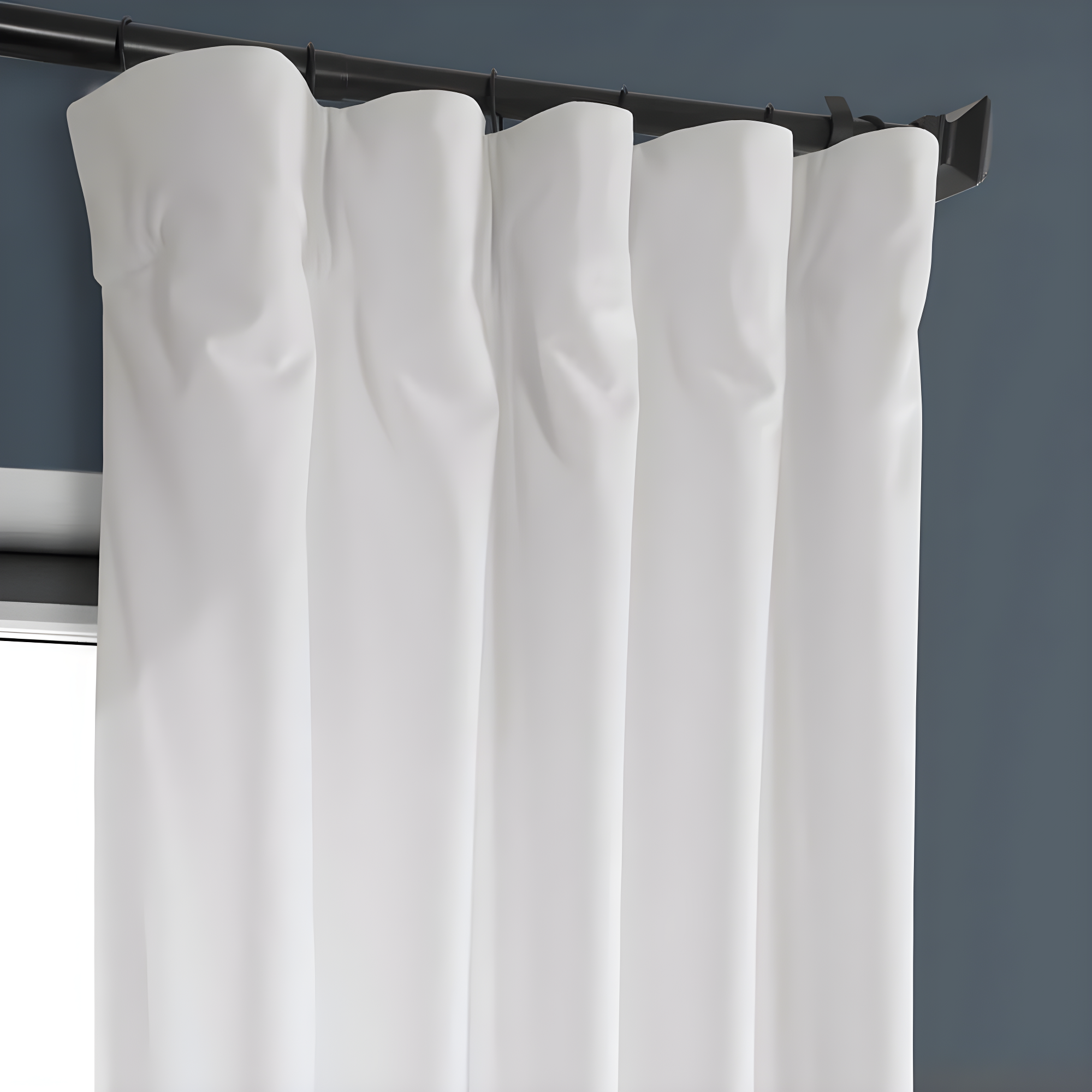 Pillow White Velvet Rod Pocket Room Darkening Curtain - 50 in. W x 108 in. L Single Panel Window Velvet Curtain