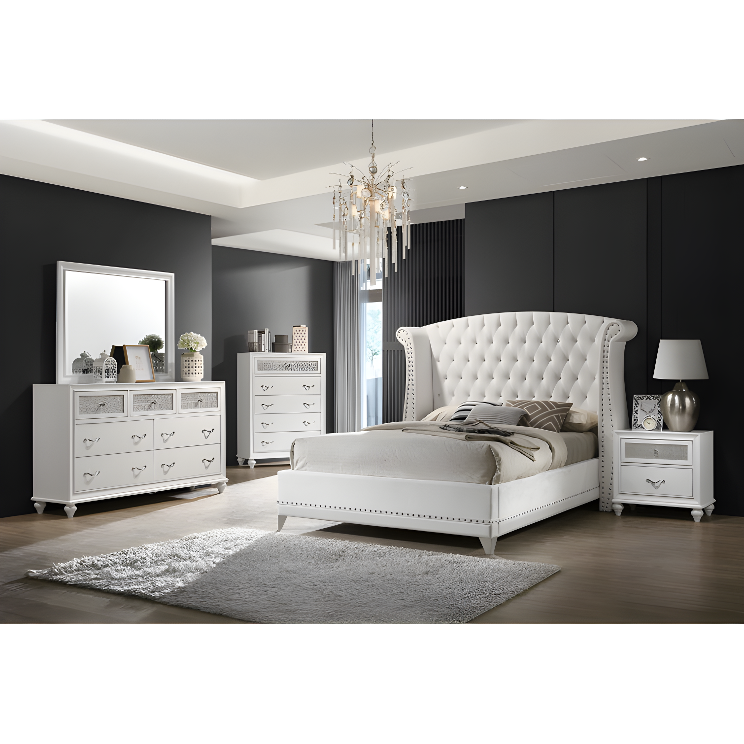 Barzini Upholstered Wingback Bed