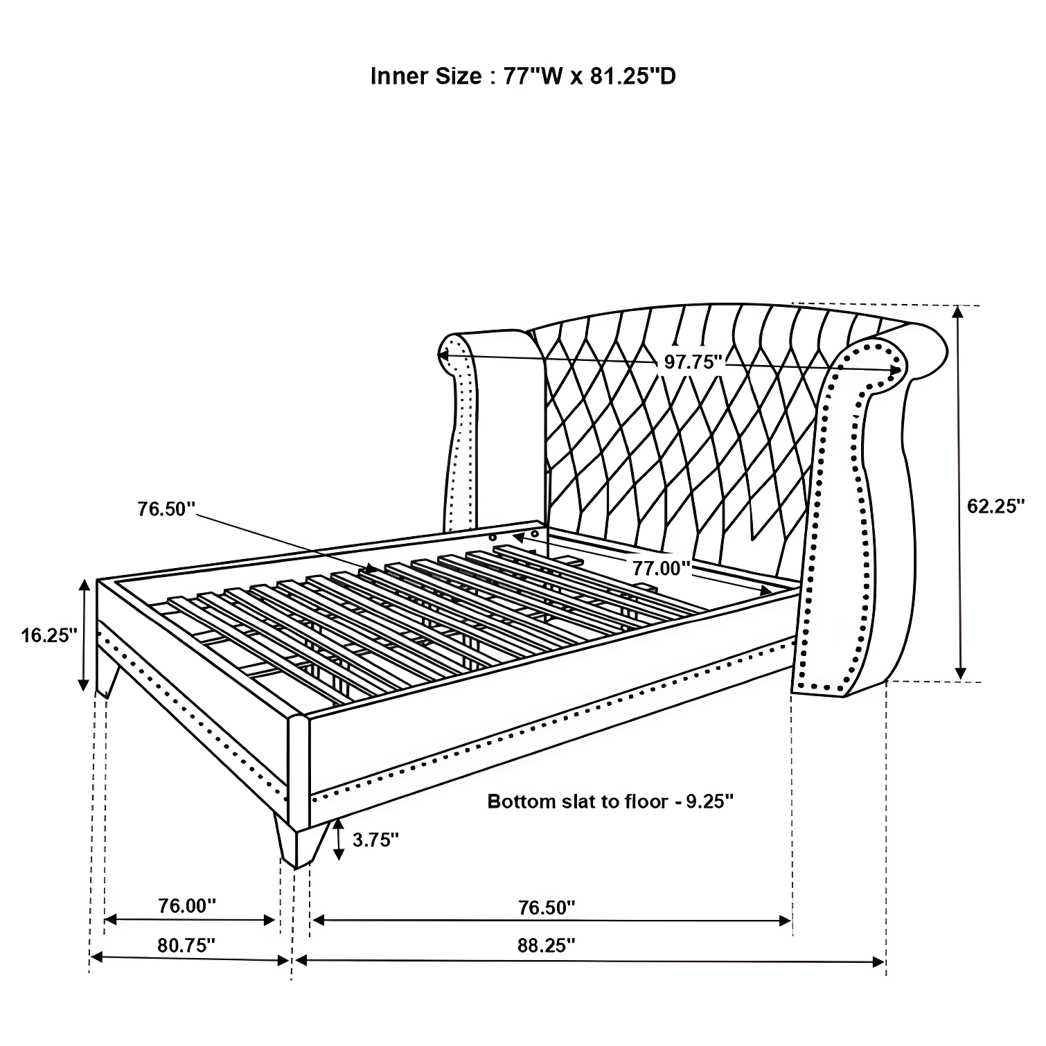 Barzini Upholstered Wingback Bed