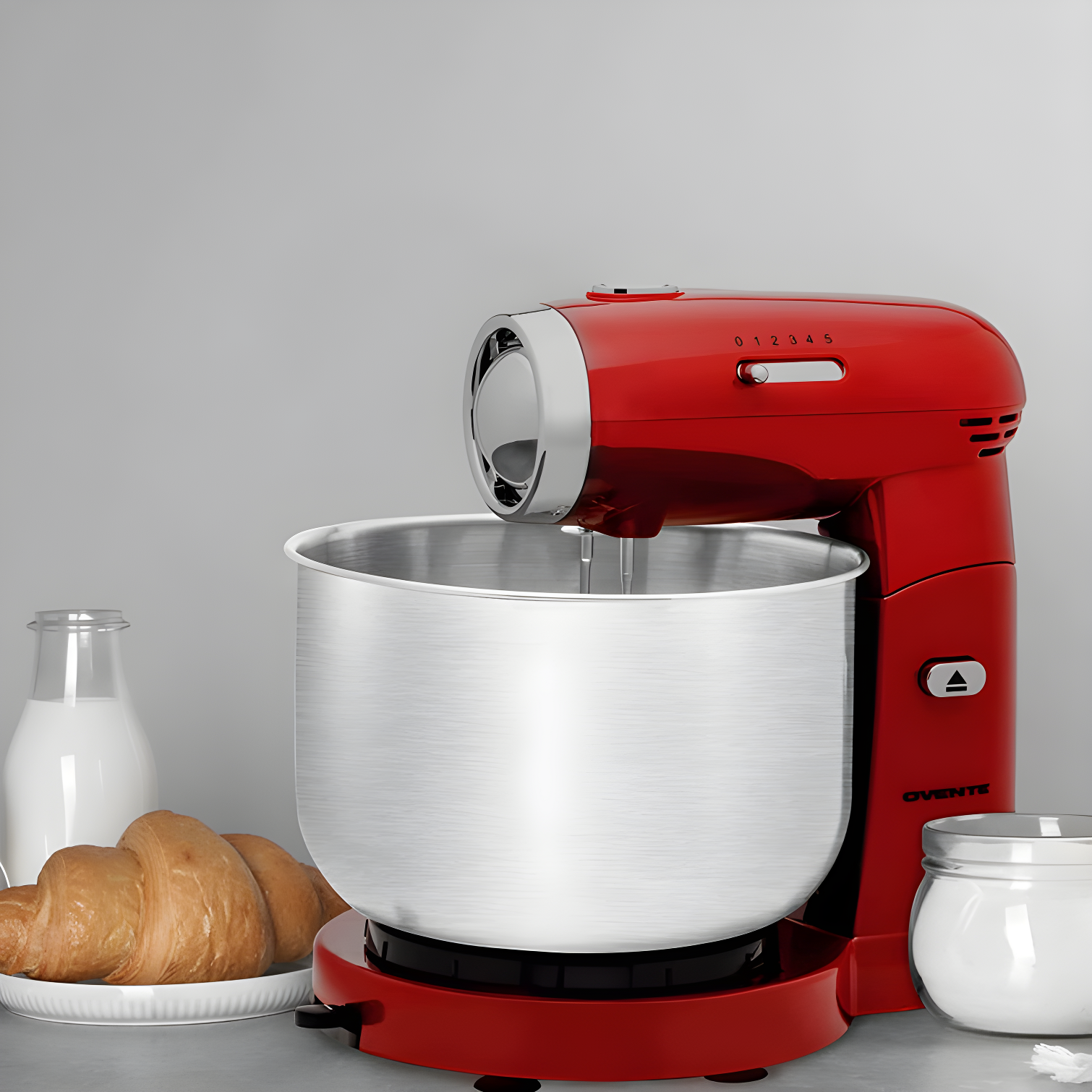 Ovente SM680R Ovente Electric Stand Mixer with 3.5Qt Removable Stainless Steel Bowl