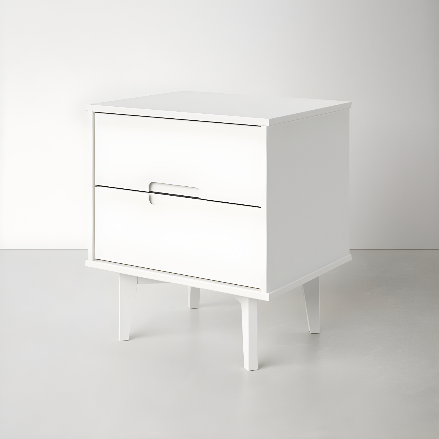 Mags Solid Wood Groove 2-Drawer Nightstand