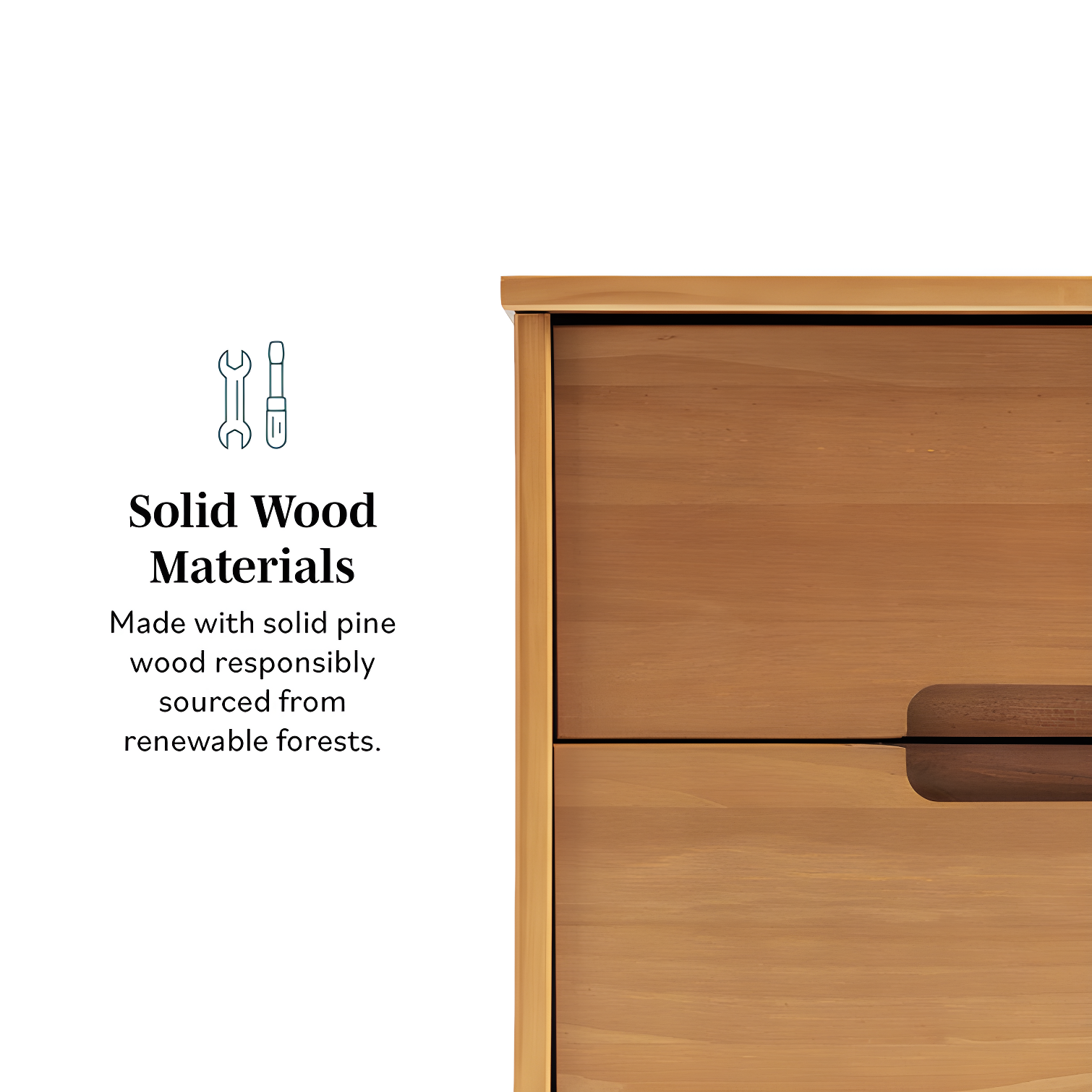 Mags Solid Wood Groove 2-Drawer Nightstand