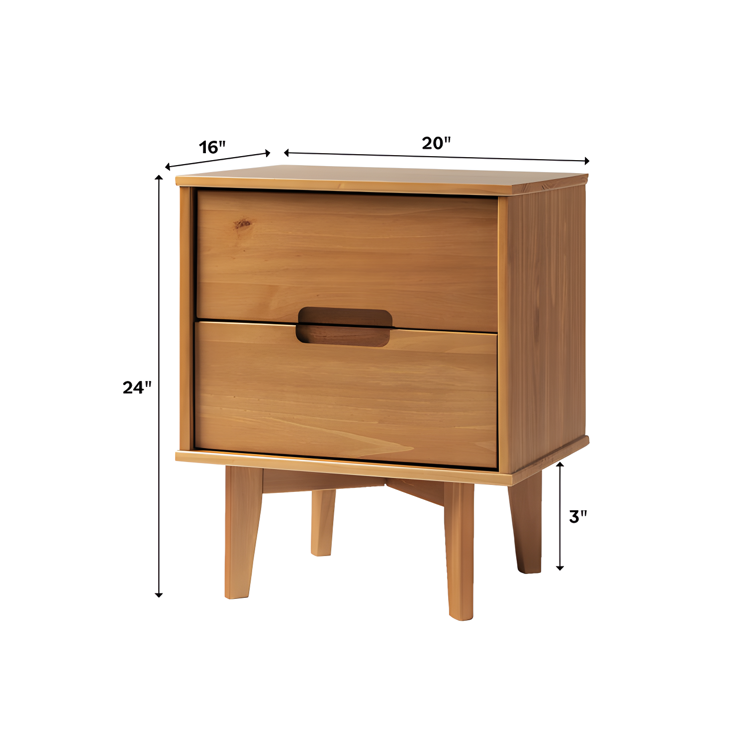 Mags Solid Wood Groove 2-Drawer Nightstand