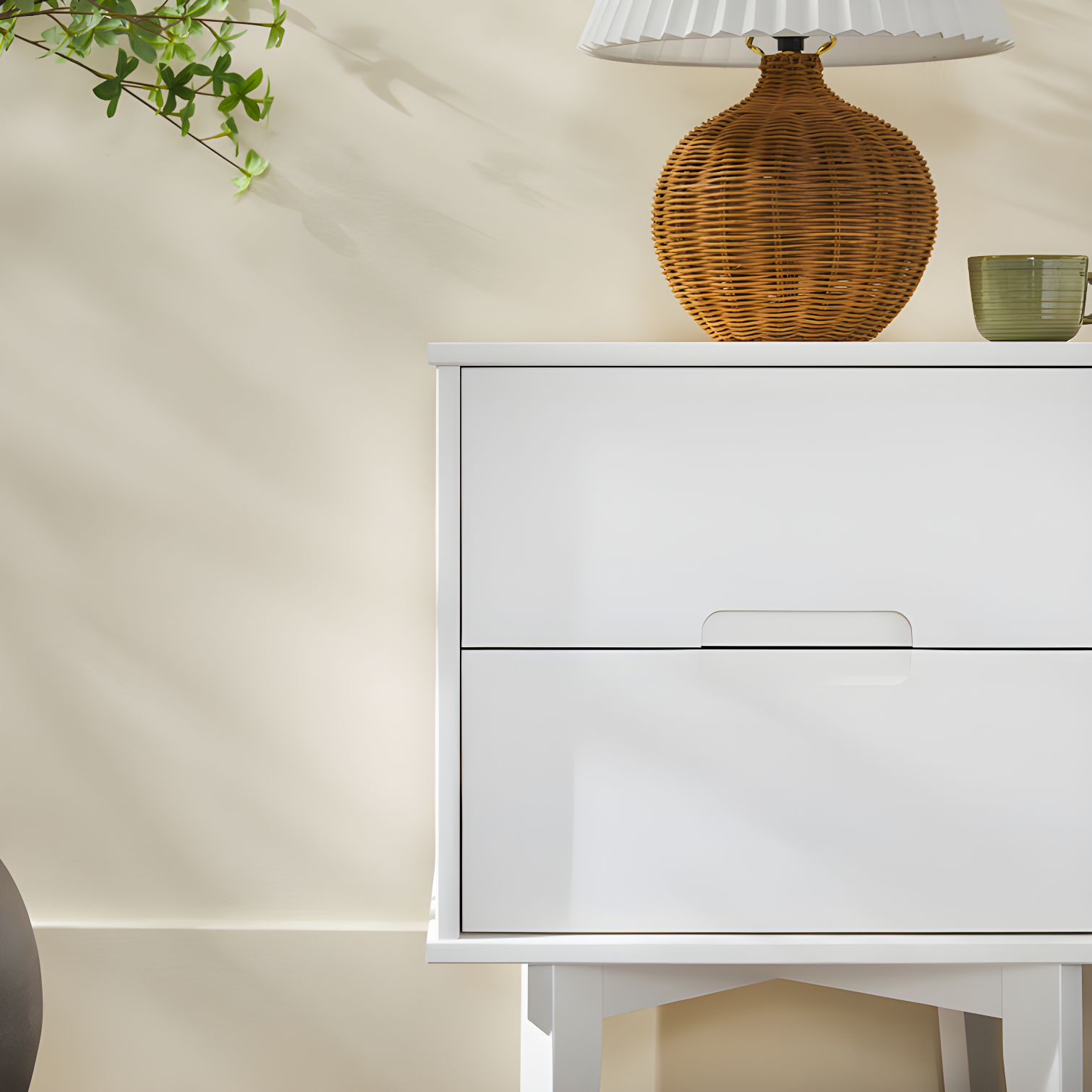 Mags Solid Wood Groove 2-Drawer Nightstand