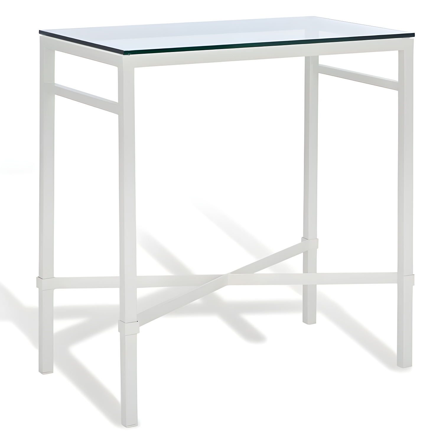 SAFAVIEH Couture Viggo Glam Glass Top Metal Side Table, White
