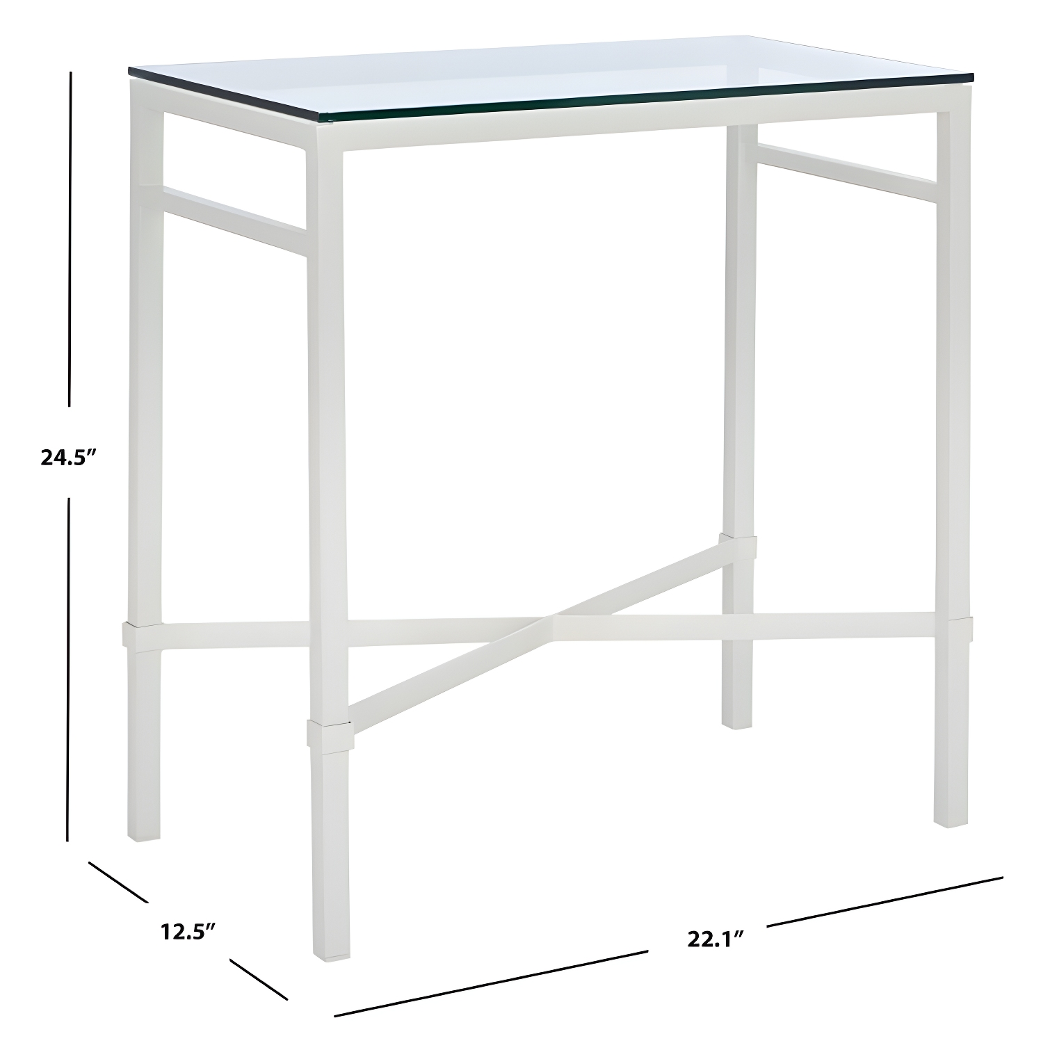 SAFAVIEH Couture Viggo Glam Glass Top Metal Side Table, White