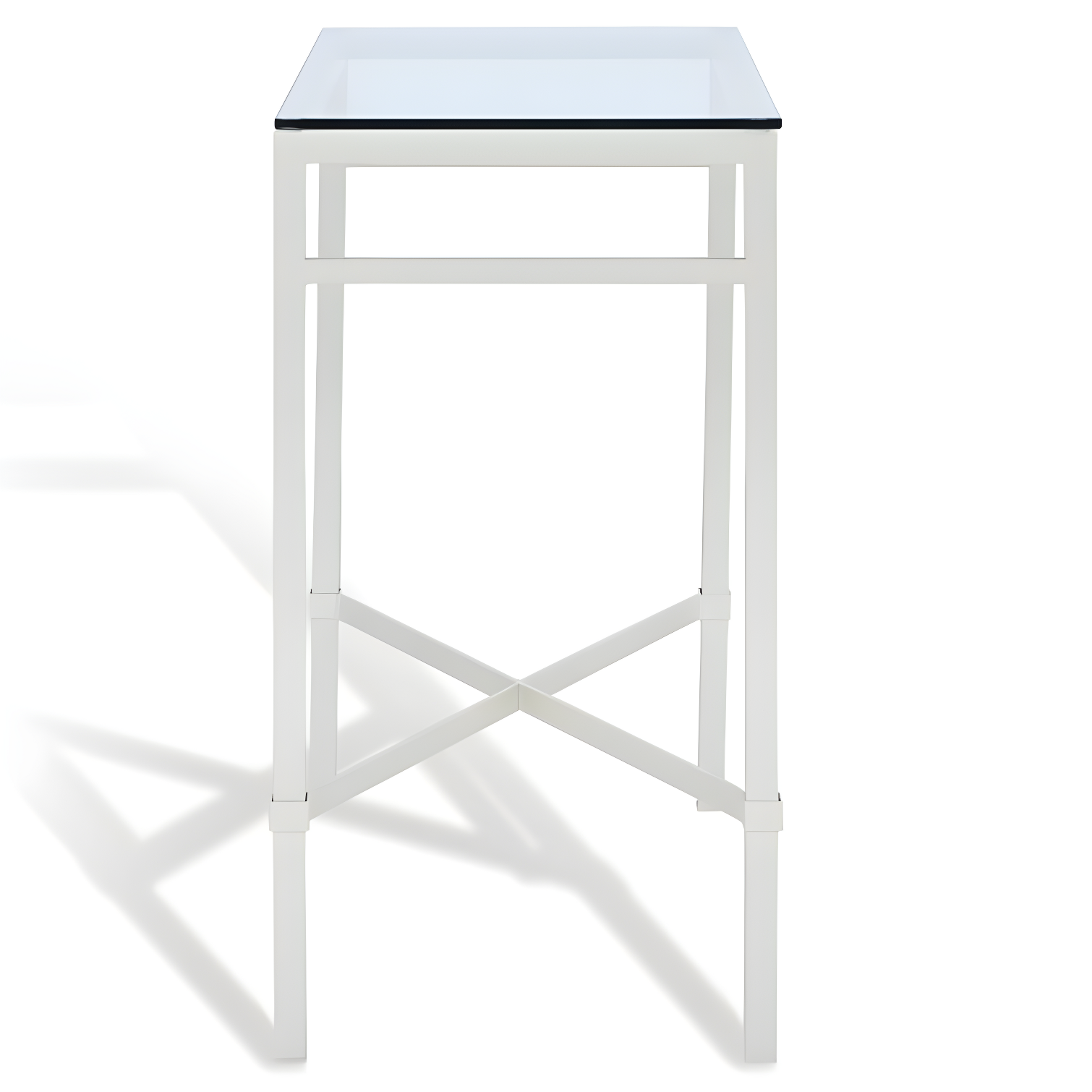 SAFAVIEH Couture Viggo Glam Glass Top Metal Side Table, White