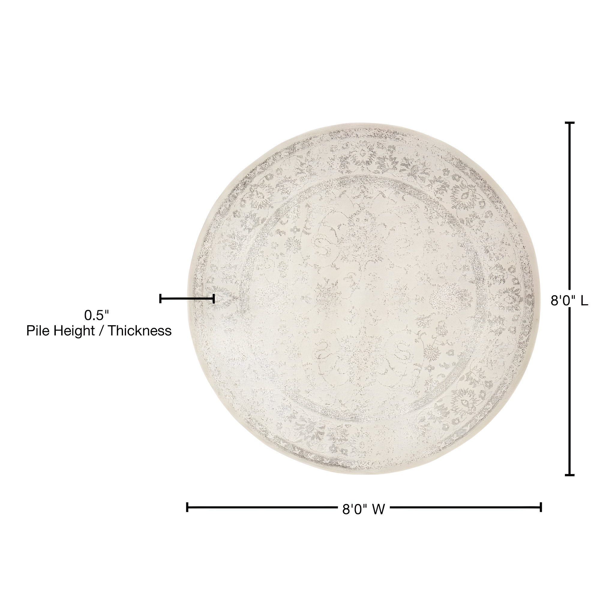 Adirondack ADR109 Machine Made Indoor Area Rug - Ivory/Silver - 8' Round - Safavieh