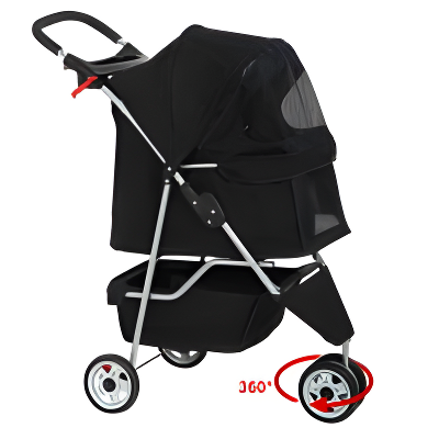 FDW 3 Wheels Pet Stroller Dog Cat Cage Jogger Stroller for Medium Small Dogs Cats Travel Folding Carrier Waterproof Puppy Stroller ,Purple
