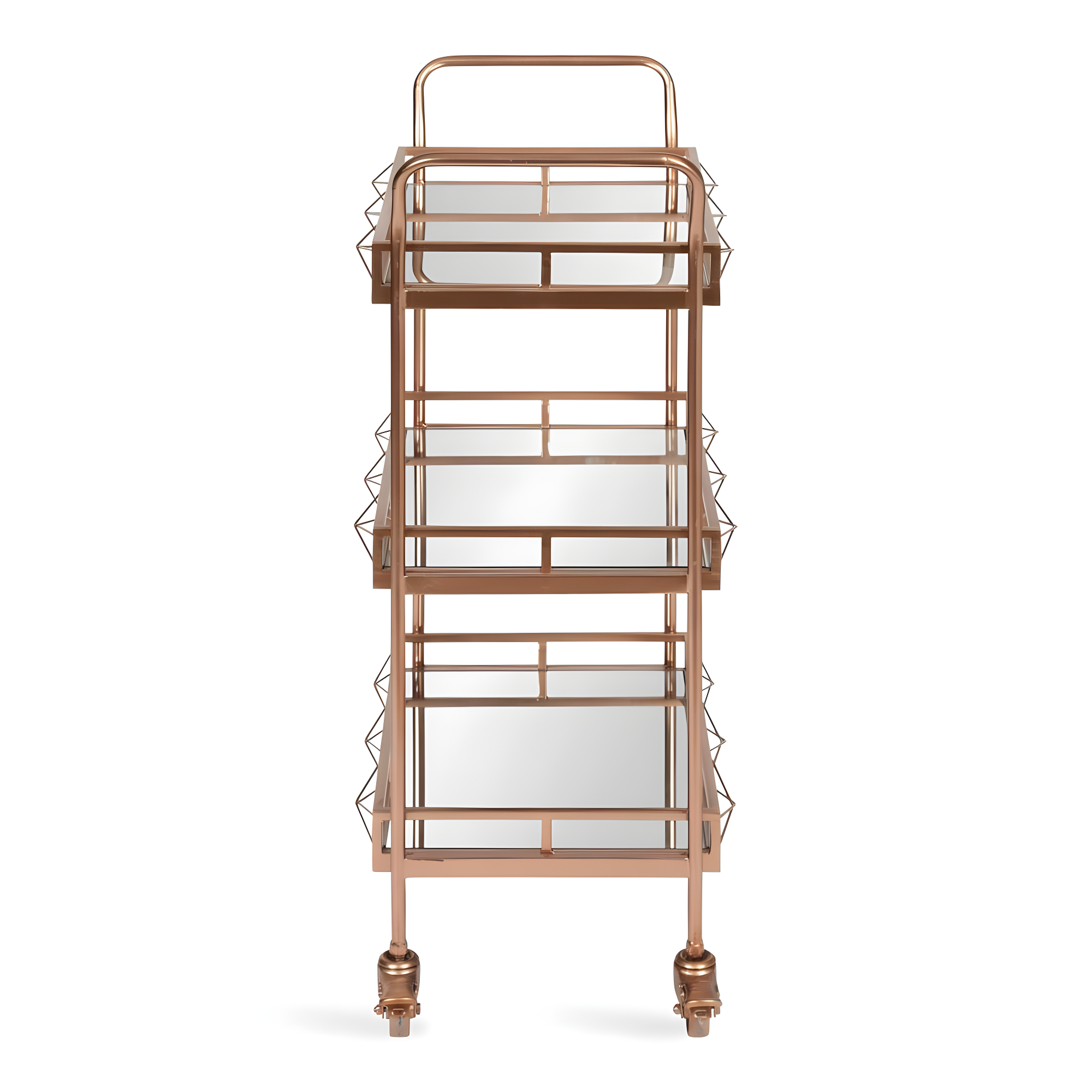 Kate and Laurel Ketia Rectangle Metal Bar Cart, 23x13x35, Rose Gold