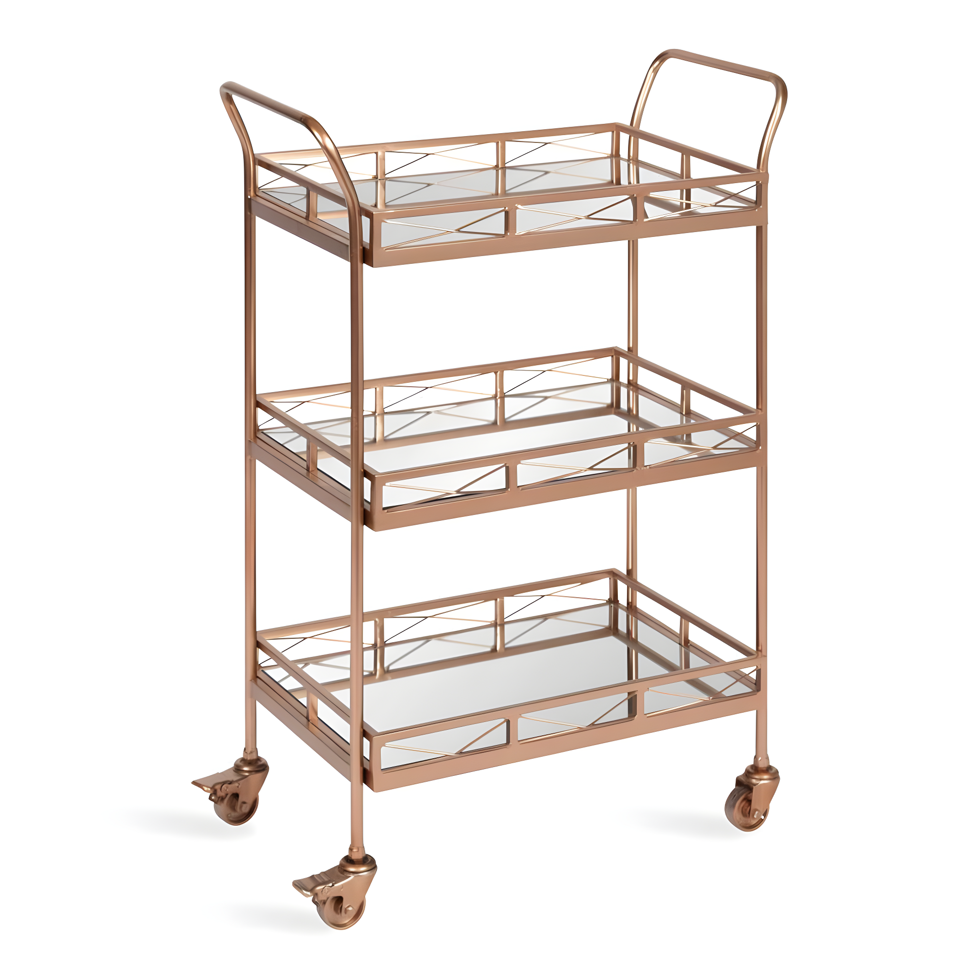 Kate and Laurel Ketia Rectangle Metal Bar Cart, 23x13x35, Rose Gold