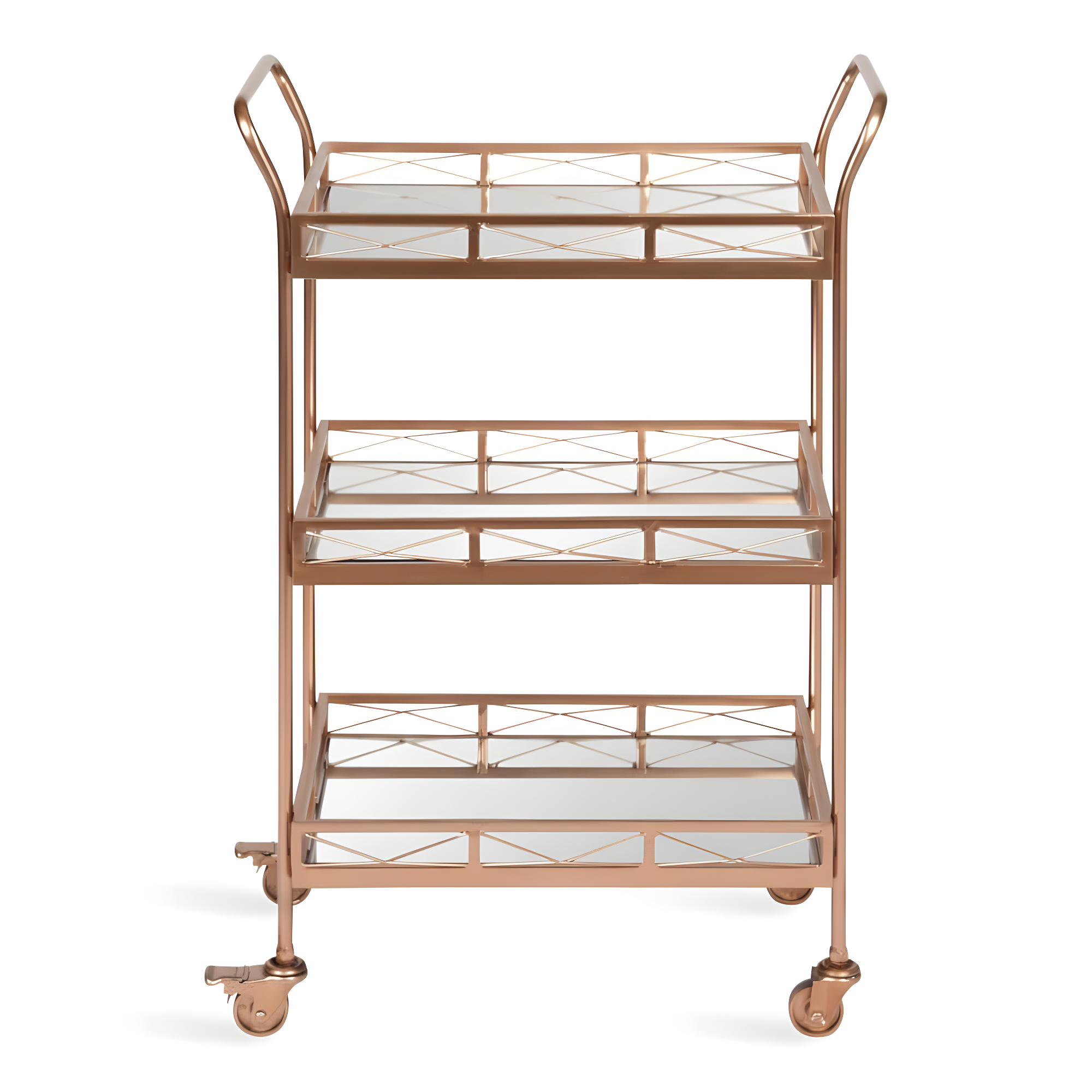 Kate and Laurel Ketia Rectangle Metal Bar Cart, 23x13x35, Rose Gold