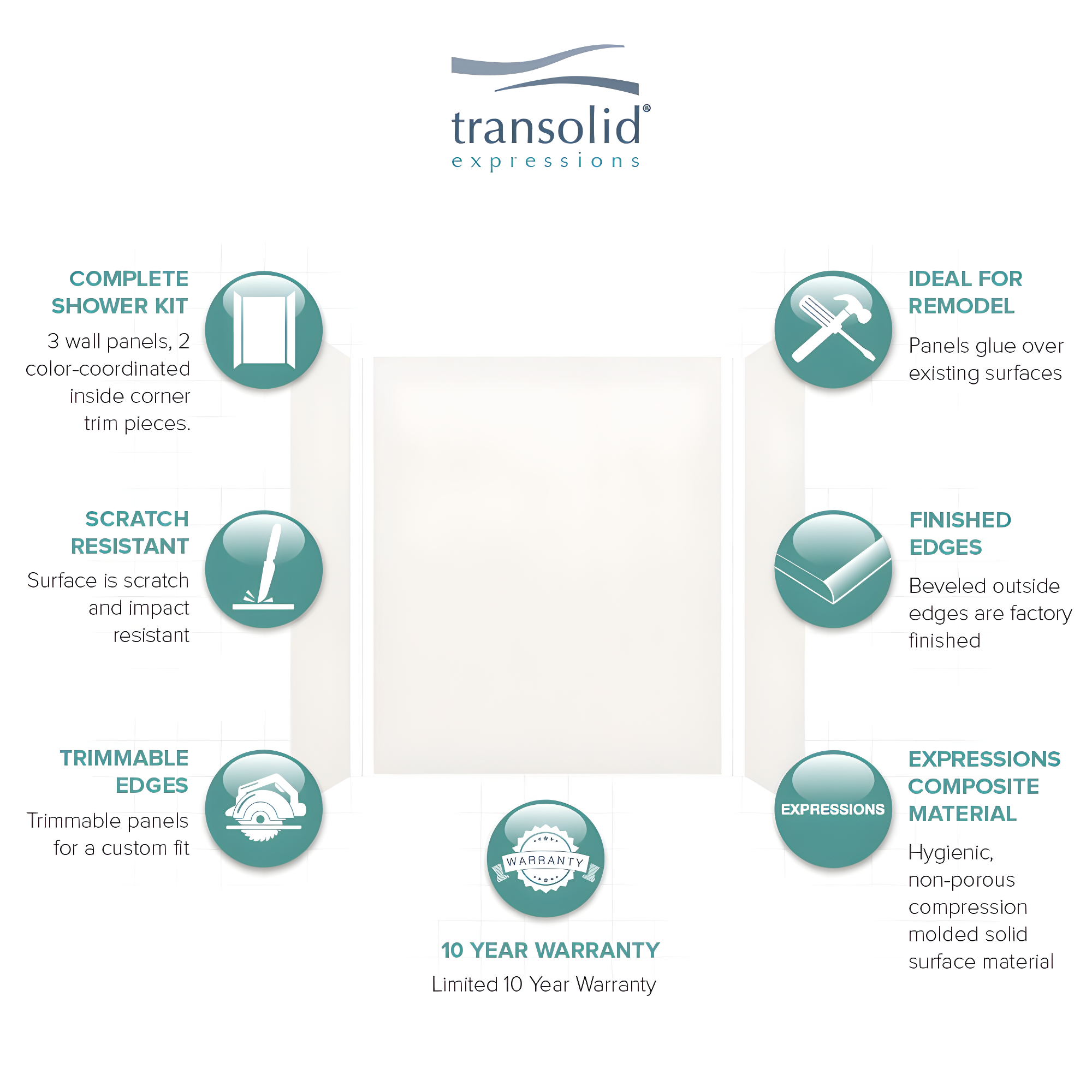 Transolid Expressions 60'' W 36'' D 72'' H Glue Up Solid Surface Wall