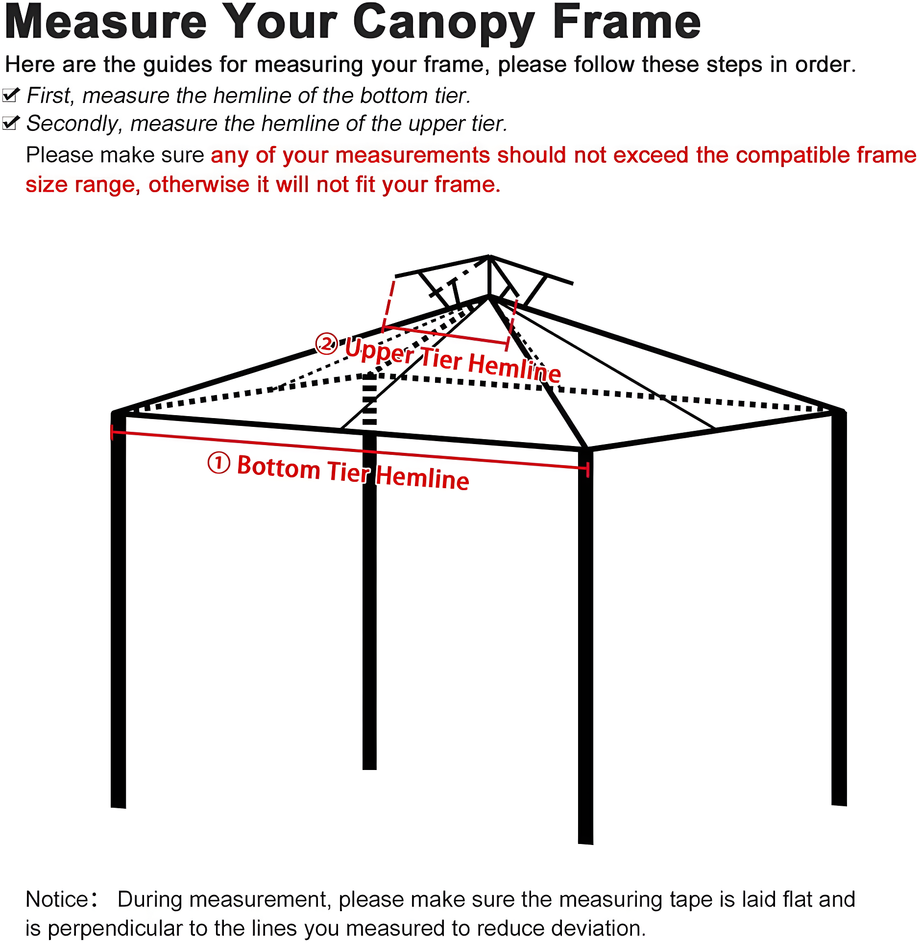 Yescom Yescom Canopy Top Replacement for 2-Tier Crescent TJSG081 Gazebo Outdoor Garden Yard Patio Cover