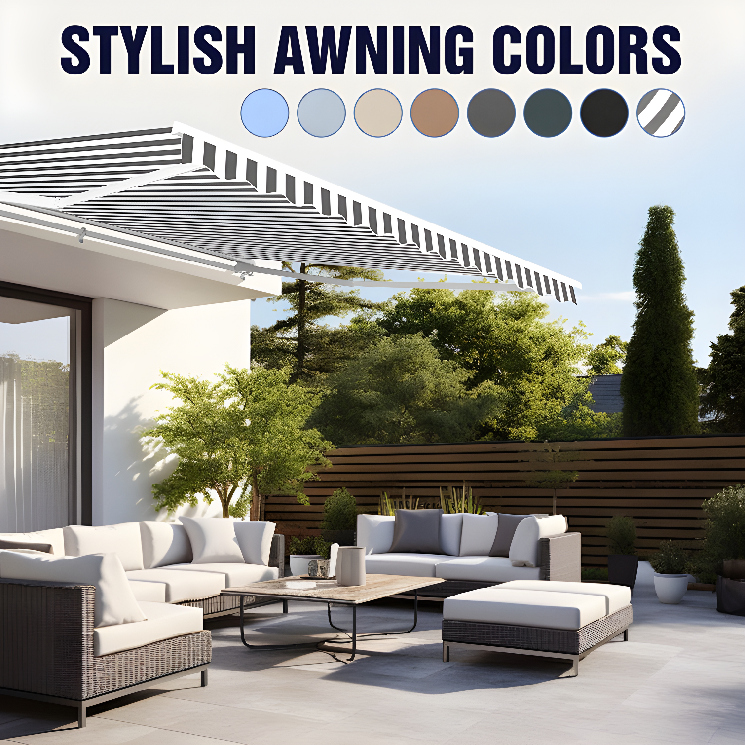 Motorized Retractable White Frame Patio Awning