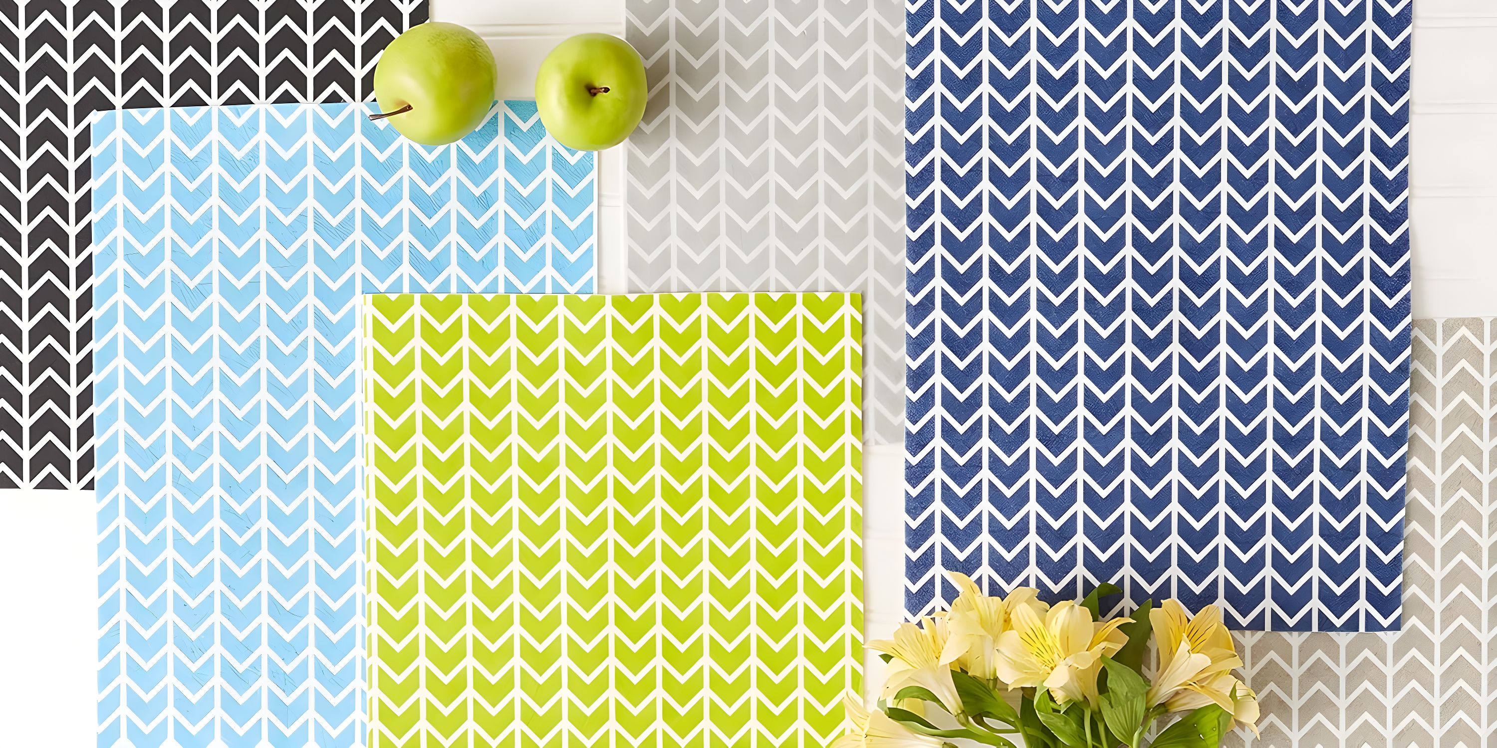 Design Imports Herringbone Print Liner (Set of 6)