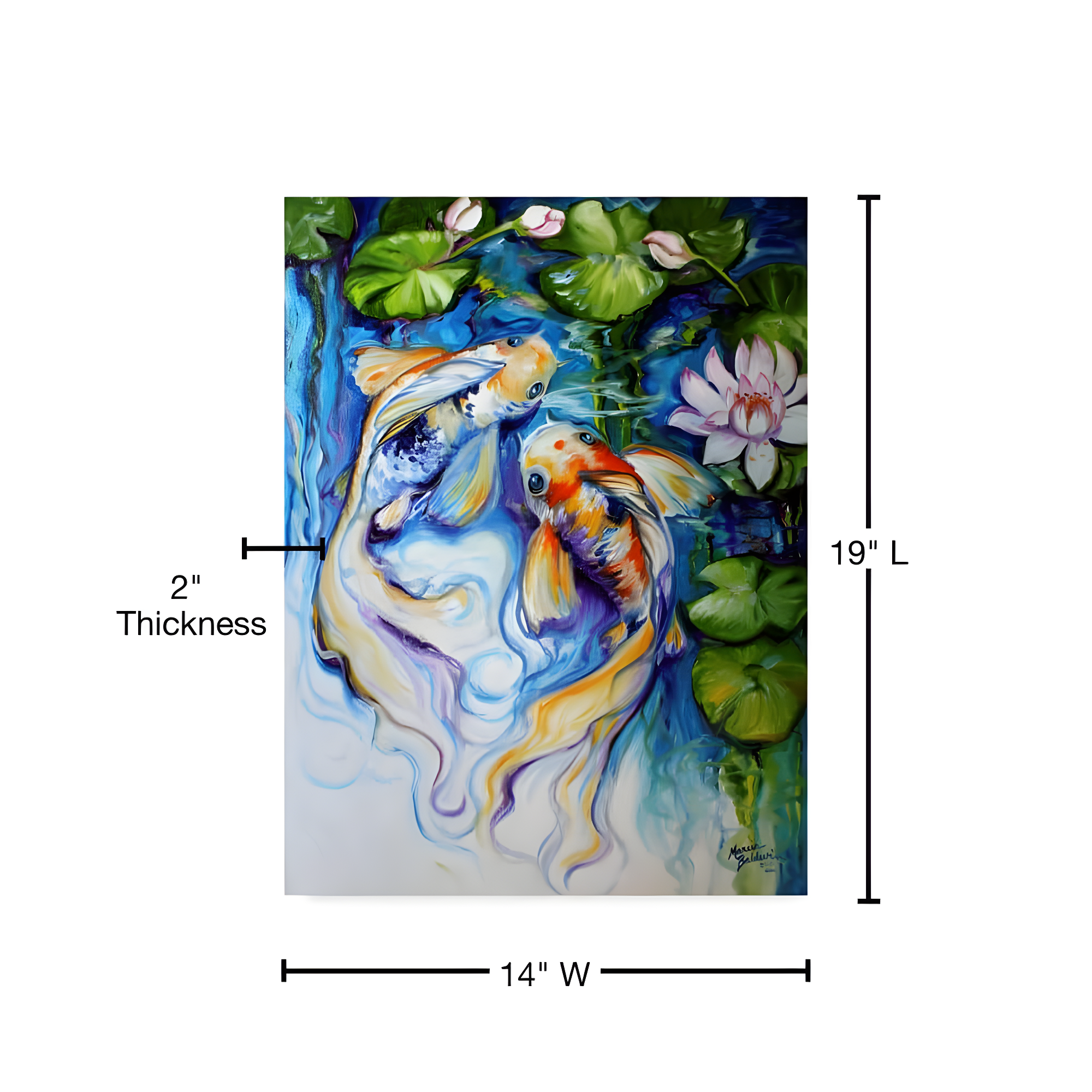 Trademark Fine Art Marcia Baldwin " Koi Koi And Lily " by Marcia Baldwin