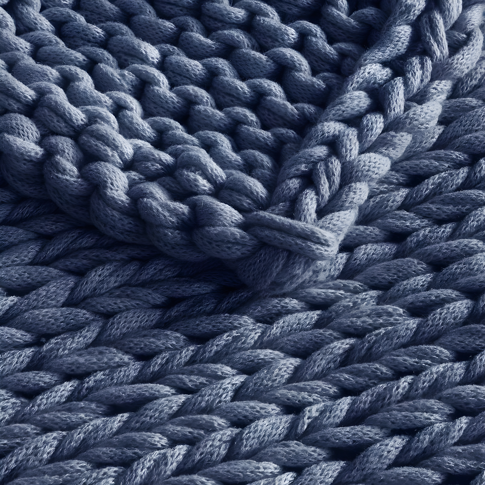 50"x60" Chunky Double Knit Handmade Throw Blanket Indigo - Madison Park