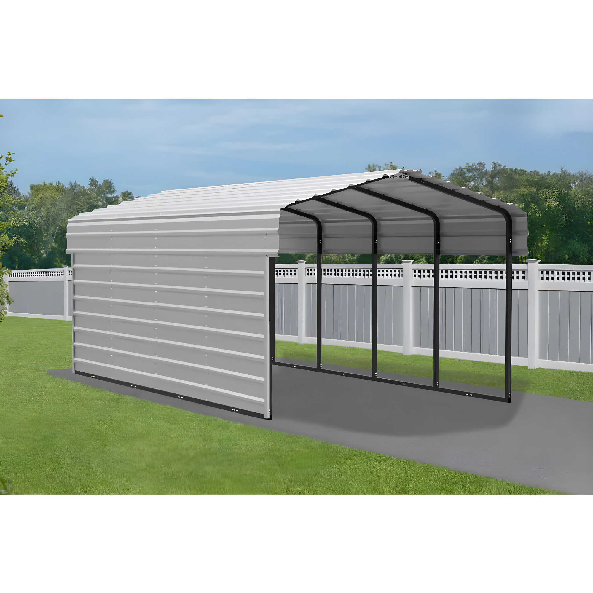 Arrow Arrow Steel Carport with 1 Side Wall Kit, 10X20X07