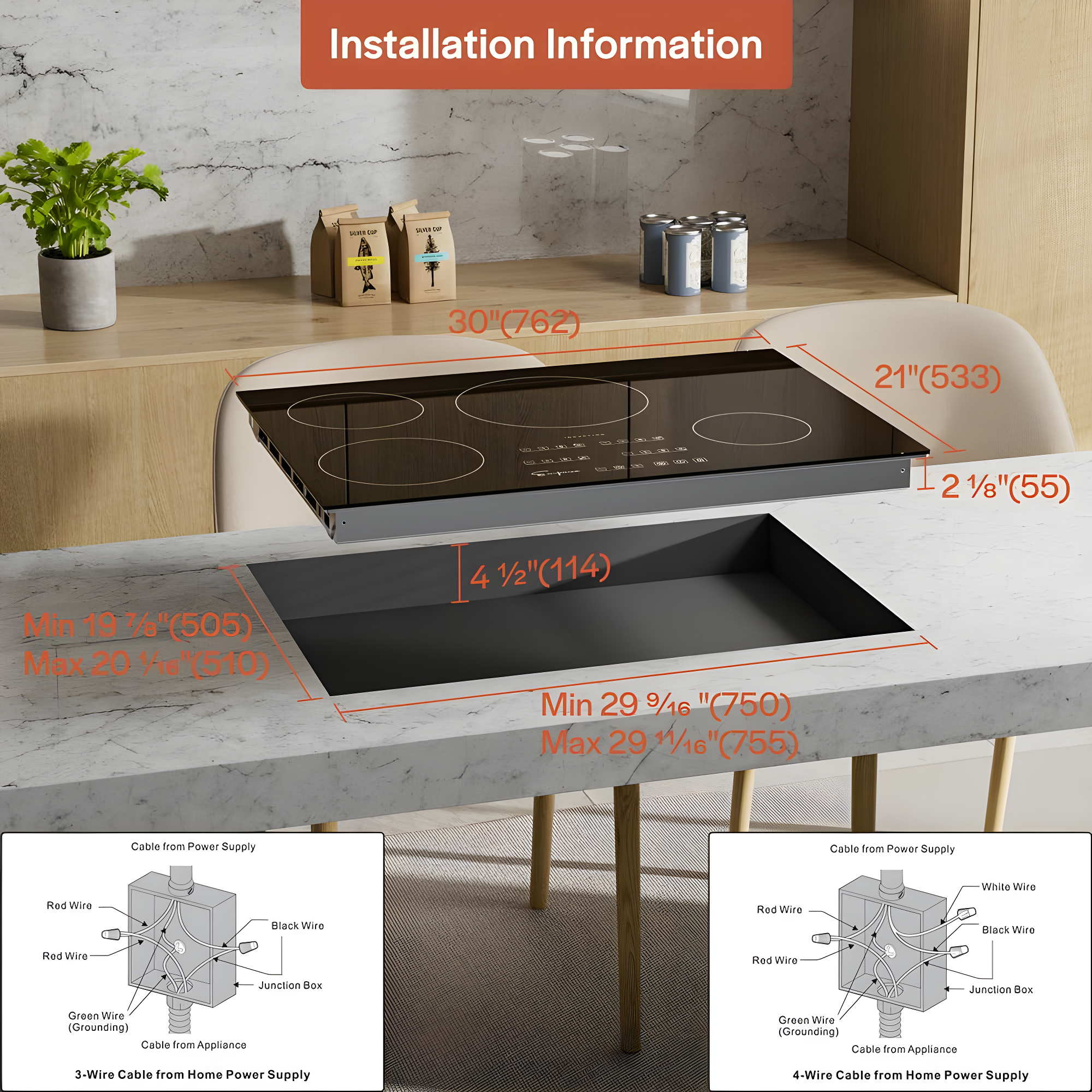 Empava 30'' Black Ceramic 4-Burner Induction Cooktop