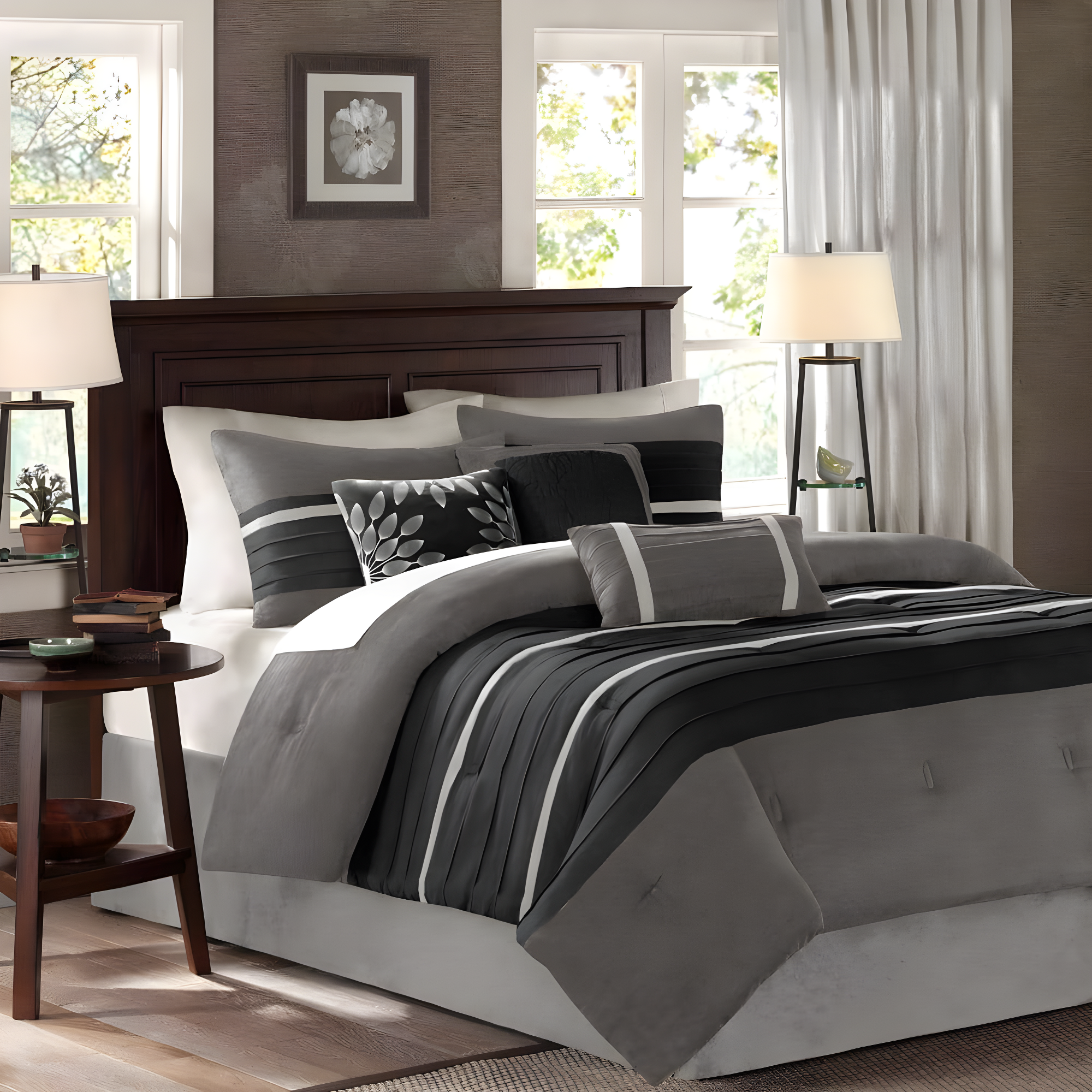 Madison Park Palmer 7 PC Pieced Faux Suede Comforter Set
