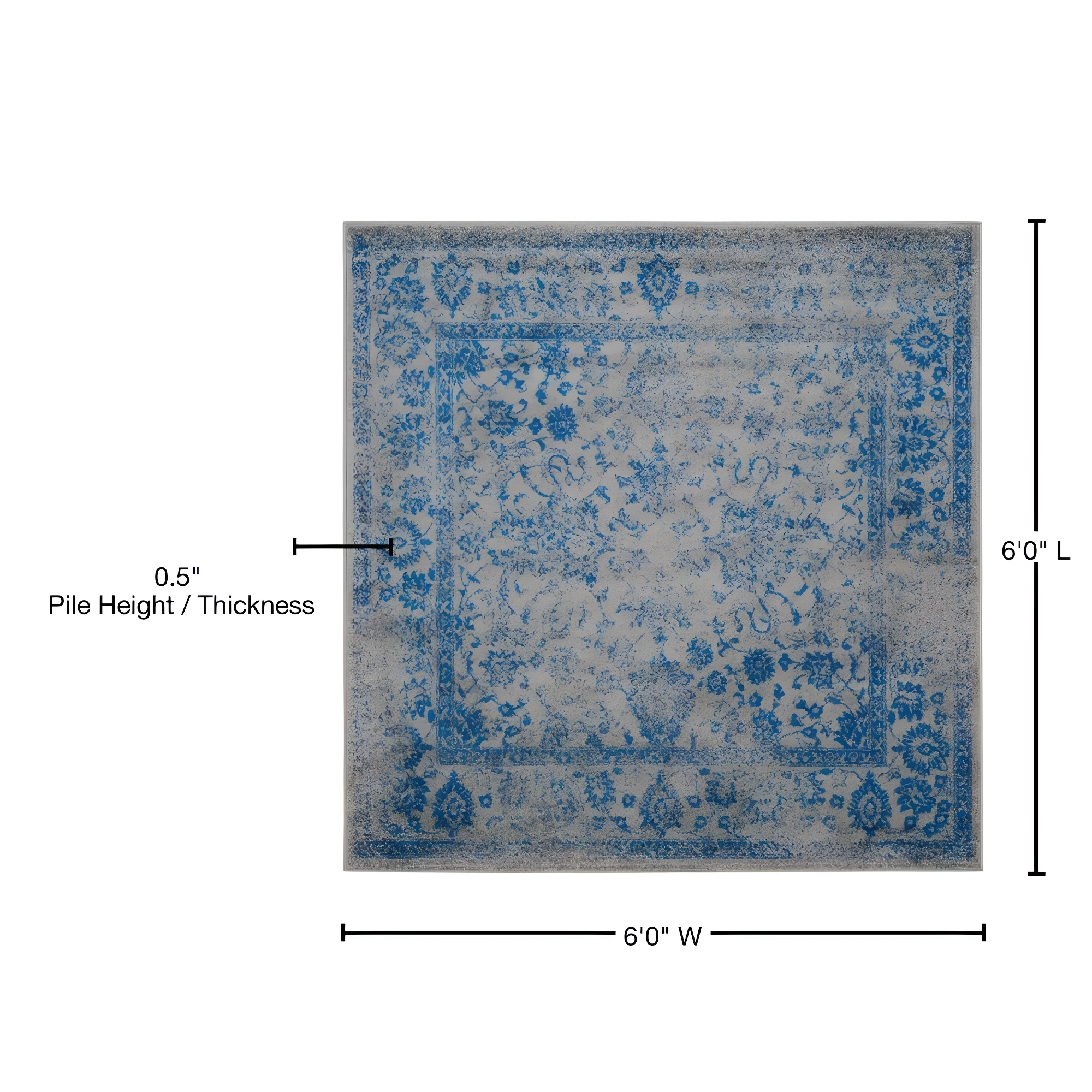 Adirondack ADR109 Machine Made Indoor Area Rug - Grey/Blue - 6'x6' - Safavieh