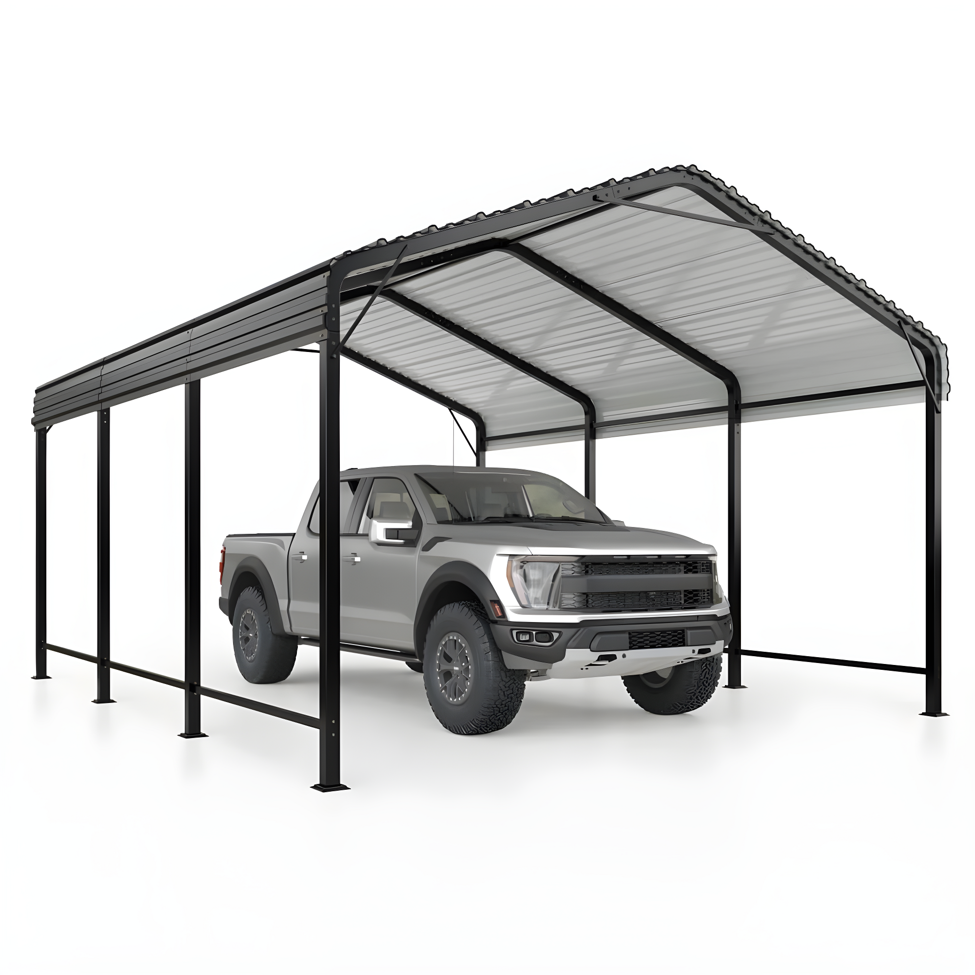 Carport 12x20 FT Metal Carport with Enhanced Base Outdoor Heavy Duty Garage Galvanized Car Shelter for Pickup, Boat, Car and Tractors