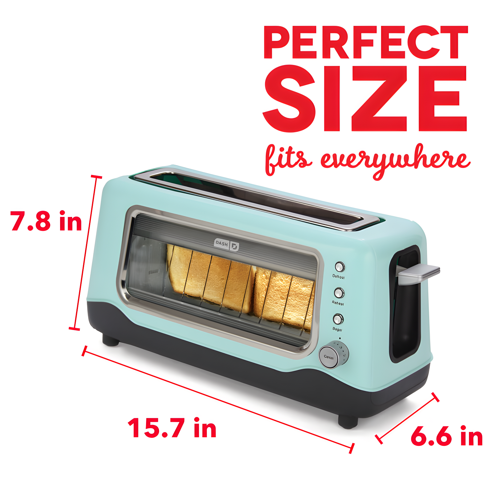 DASH Dash 2 Slice Long Slot Clear View Toaster