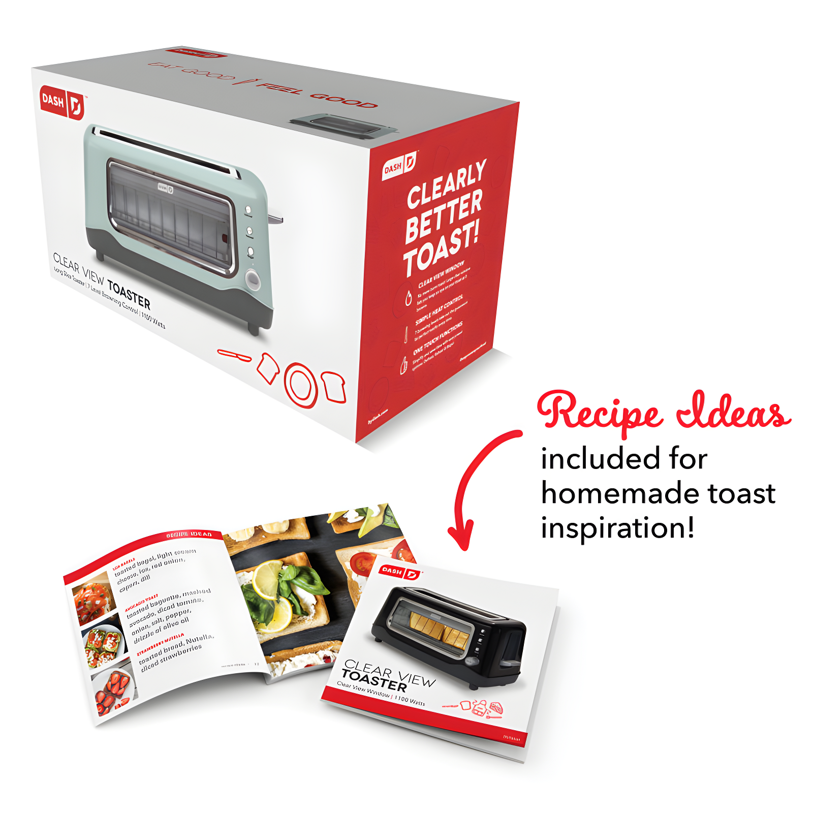 DASH Dash 2 Slice Long Slot Clear View Toaster