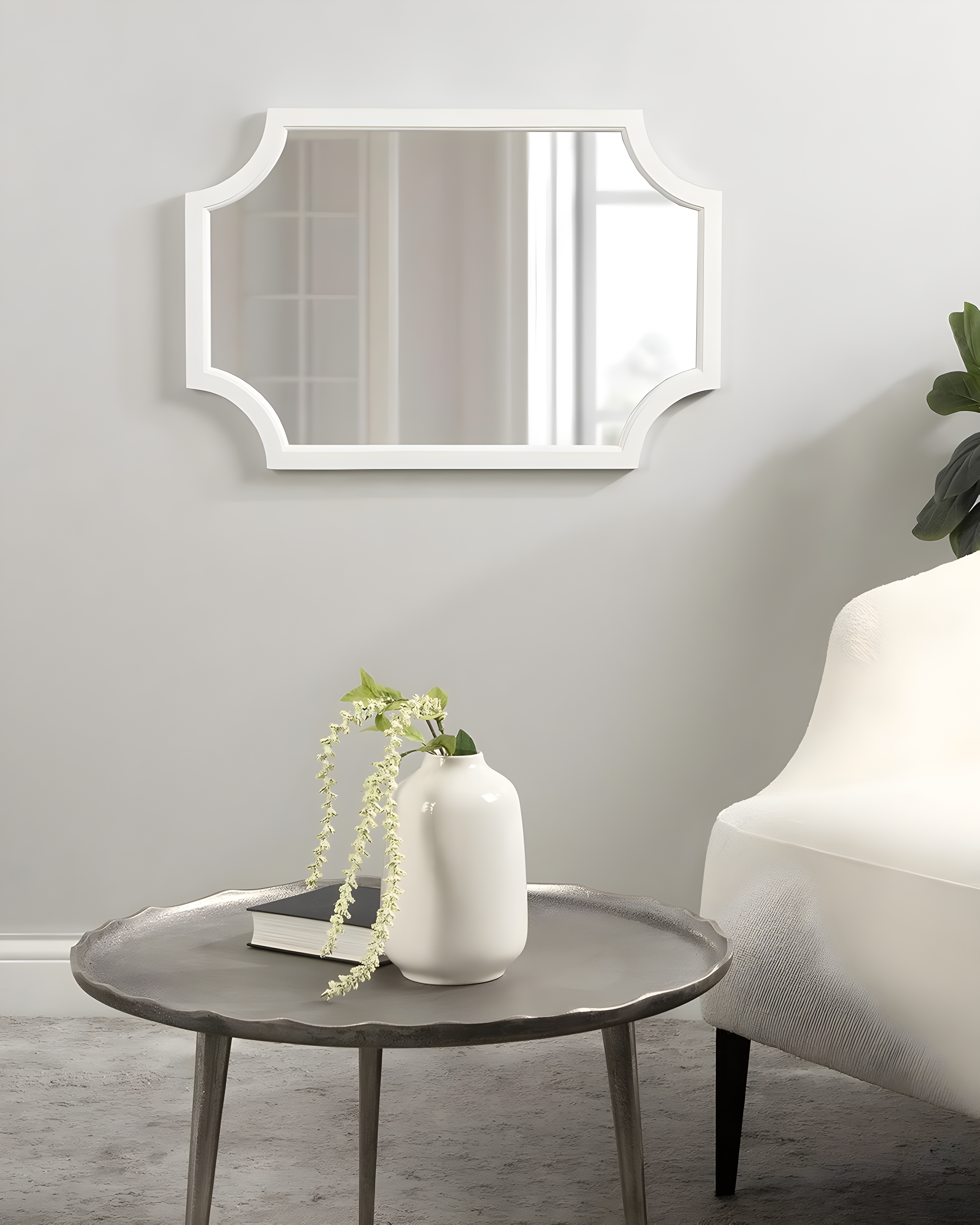 20" x 30" Hogan Scallop Wall Mirror White - Kate & Laurel All Things Decor: Modern MDF Frame, No Assembly Required