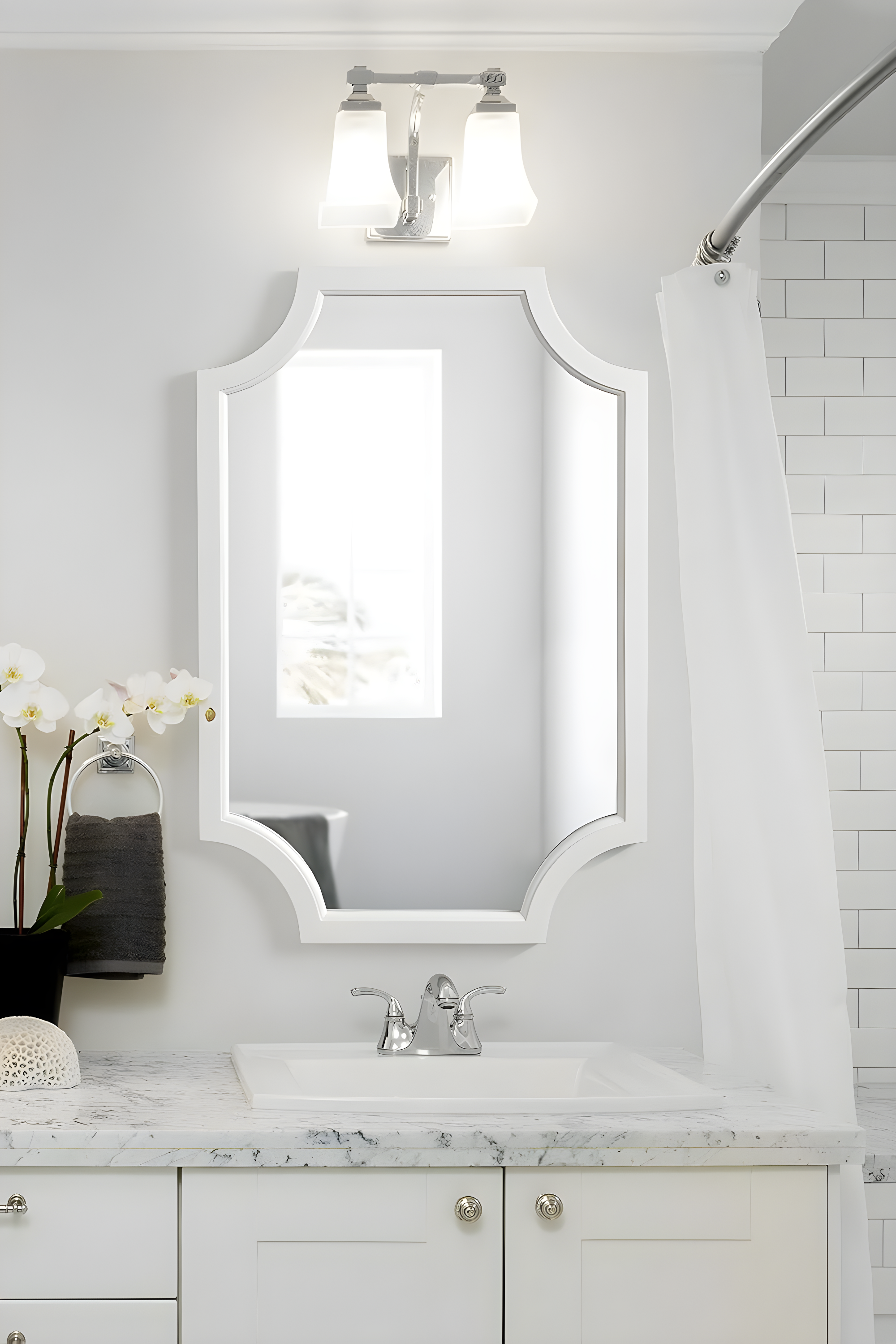20" x 30" Hogan Scallop Wall Mirror White - Kate & Laurel All Things Decor: Modern MDF Frame, No Assembly Required