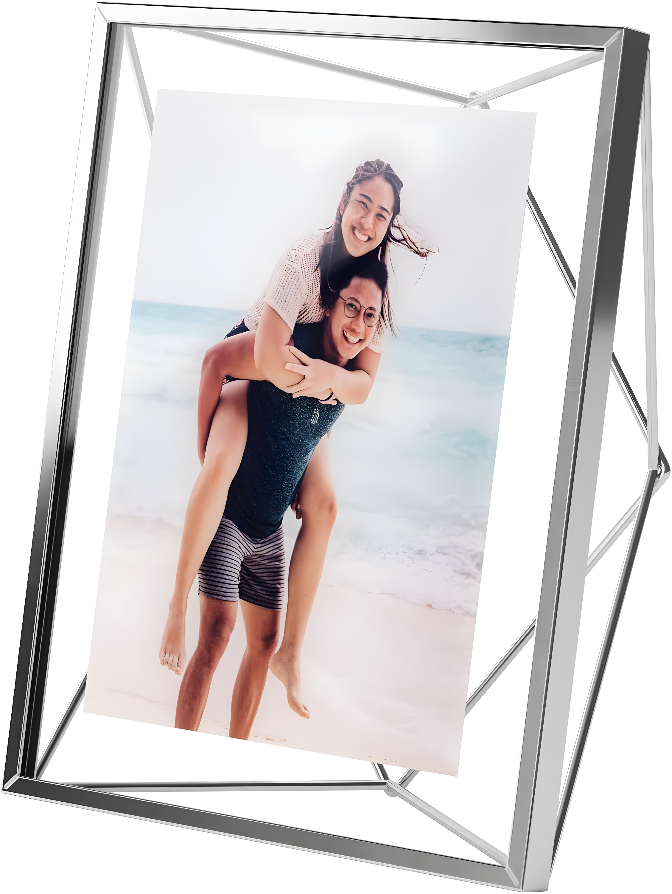 Umbra 5"x7" Prisma Picture Frame Chrome: Modern Geometric Design, Steel Material, Wall or Tabletop Display