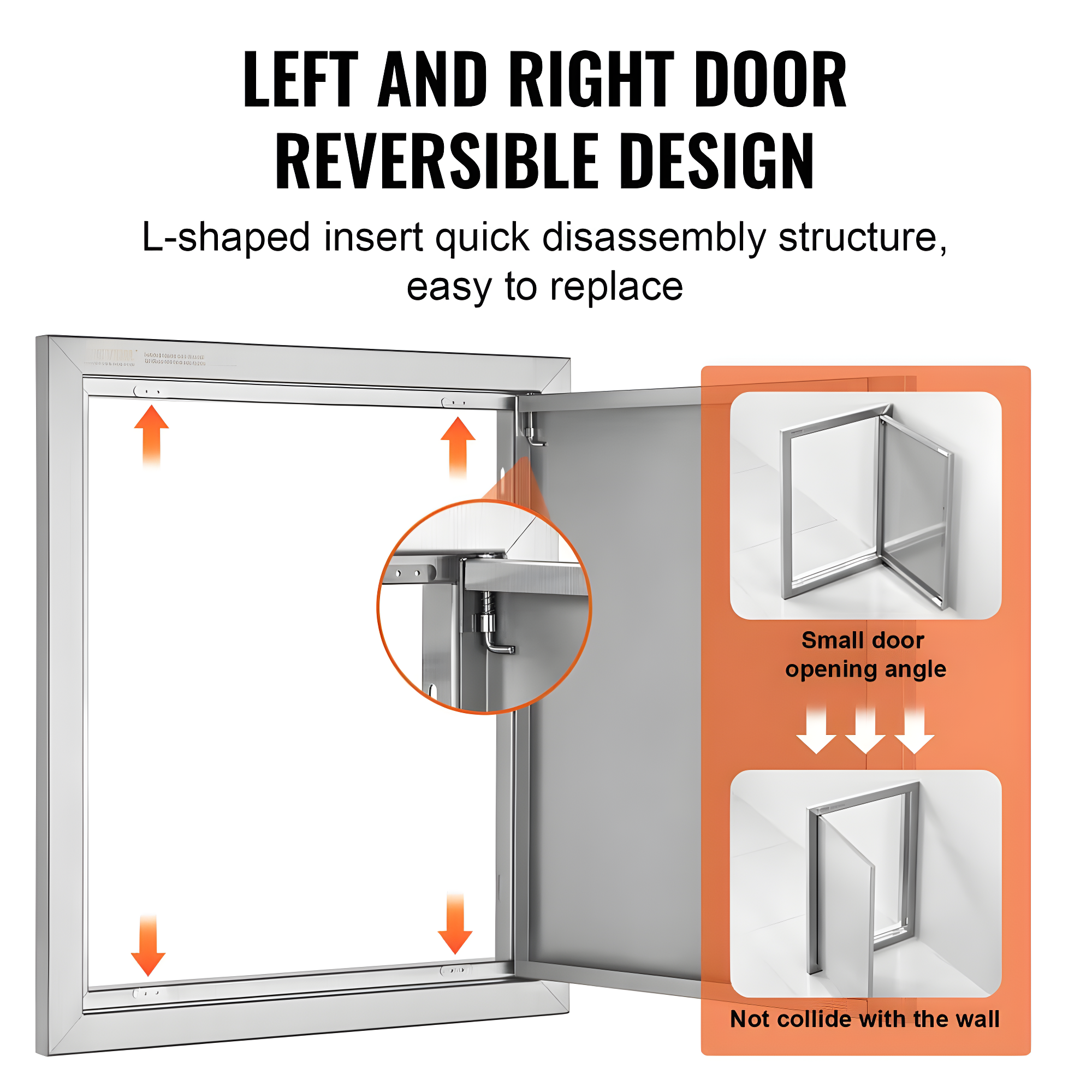 Single Outdoor Kitchen Door 18 in. W x 21 in. H BBQ Access Door Stainless Steel Flush Mount Door Wall Vertical Door