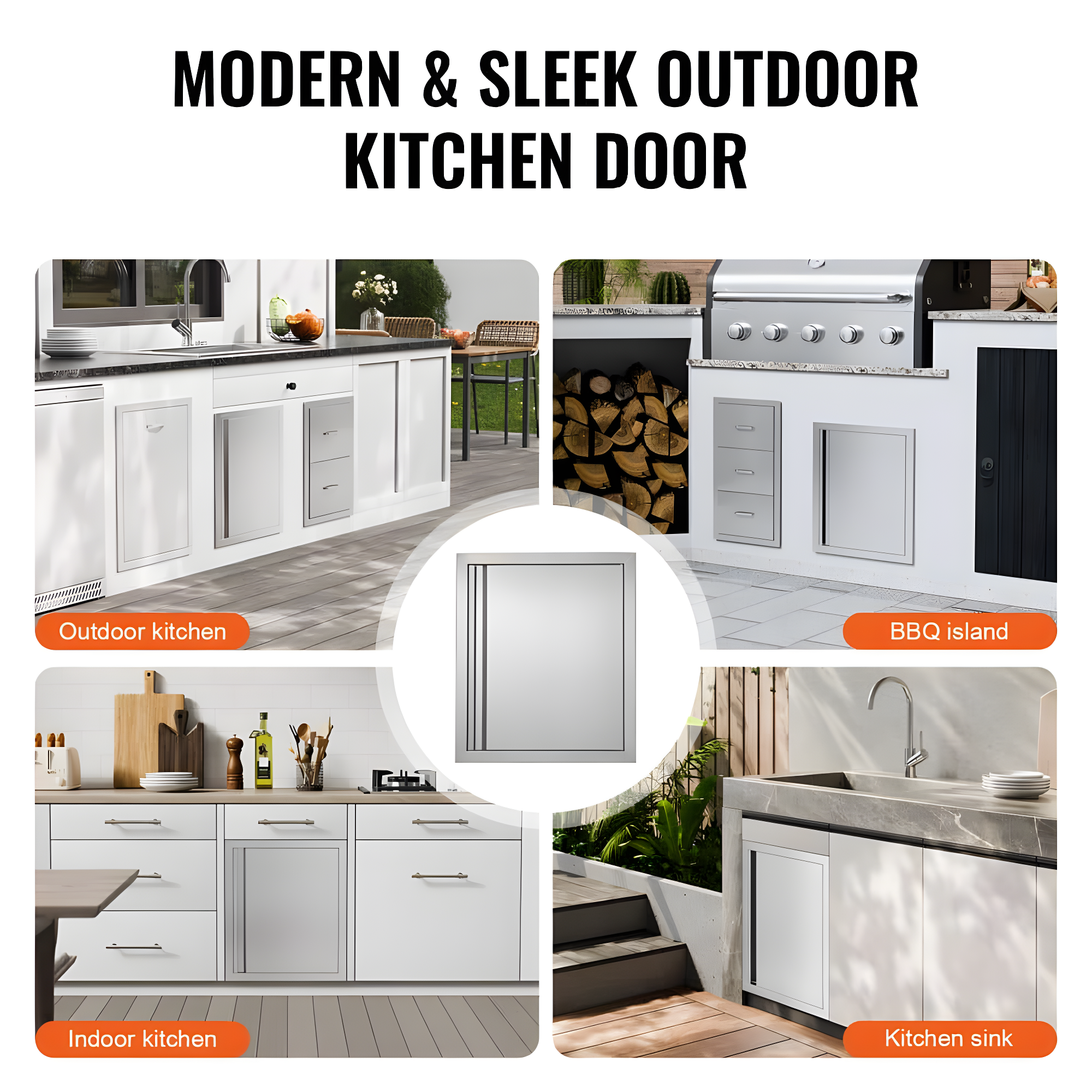 Single Outdoor Kitchen Door 18 in. W x 21 in. H BBQ Access Door Stainless Steel Flush Mount Door Wall Vertical Door