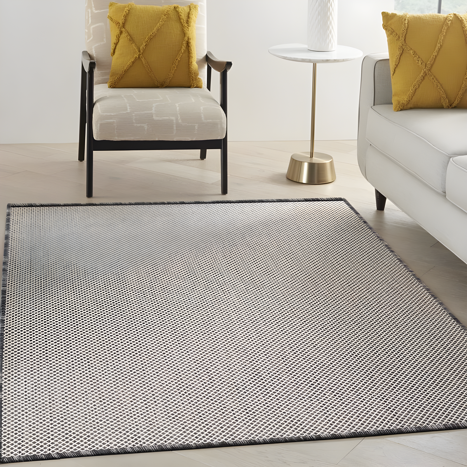Beachcrest Home™ Rectangle Hartigan Geometric Machine Tufted Polypropylene Plastic Indoor / Outdoor Area Rug in Gray