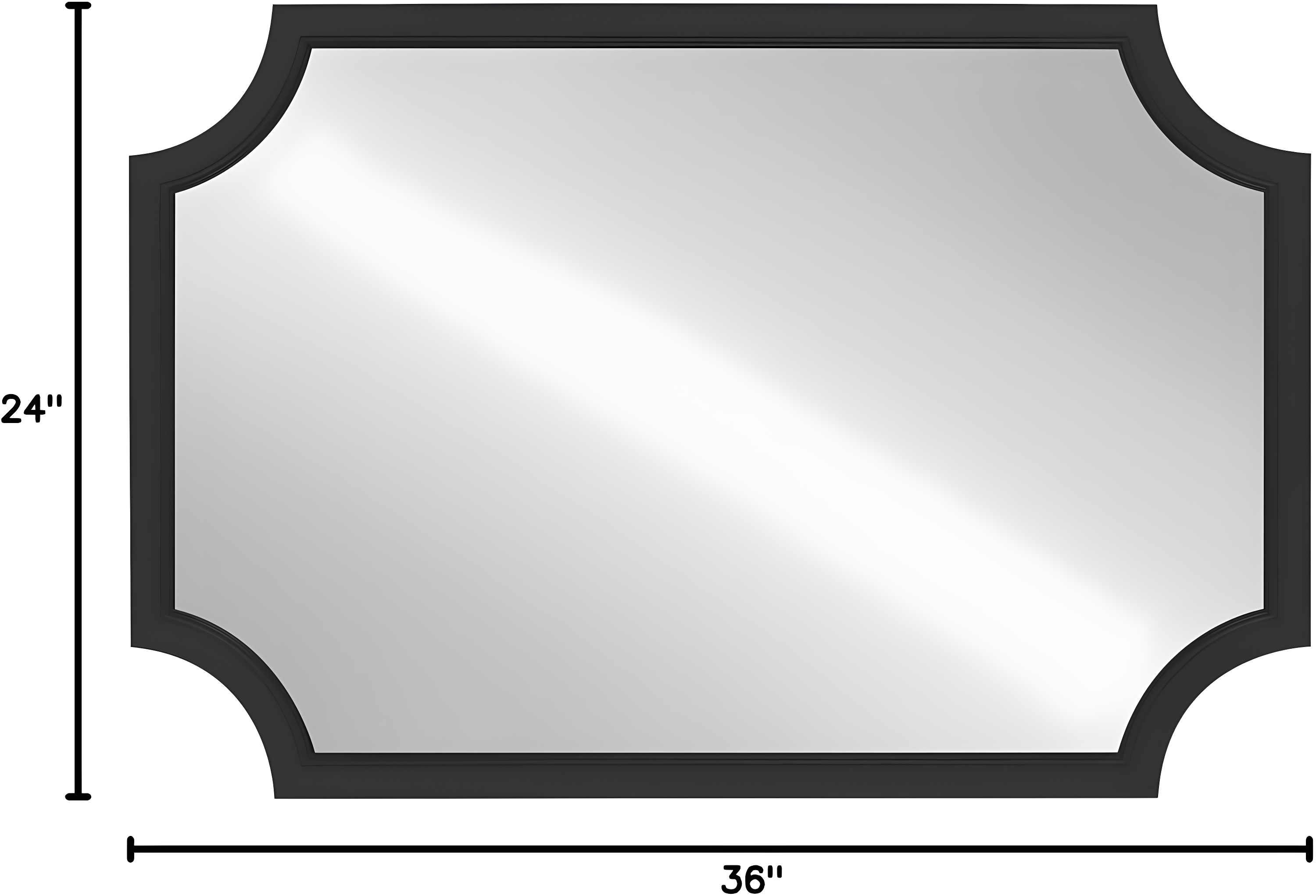 Kate and Laurel 24" x 36" Hogan Framed Scallop Wall Mirror Black : Modern Style, MDF Frame, No Assembly Required