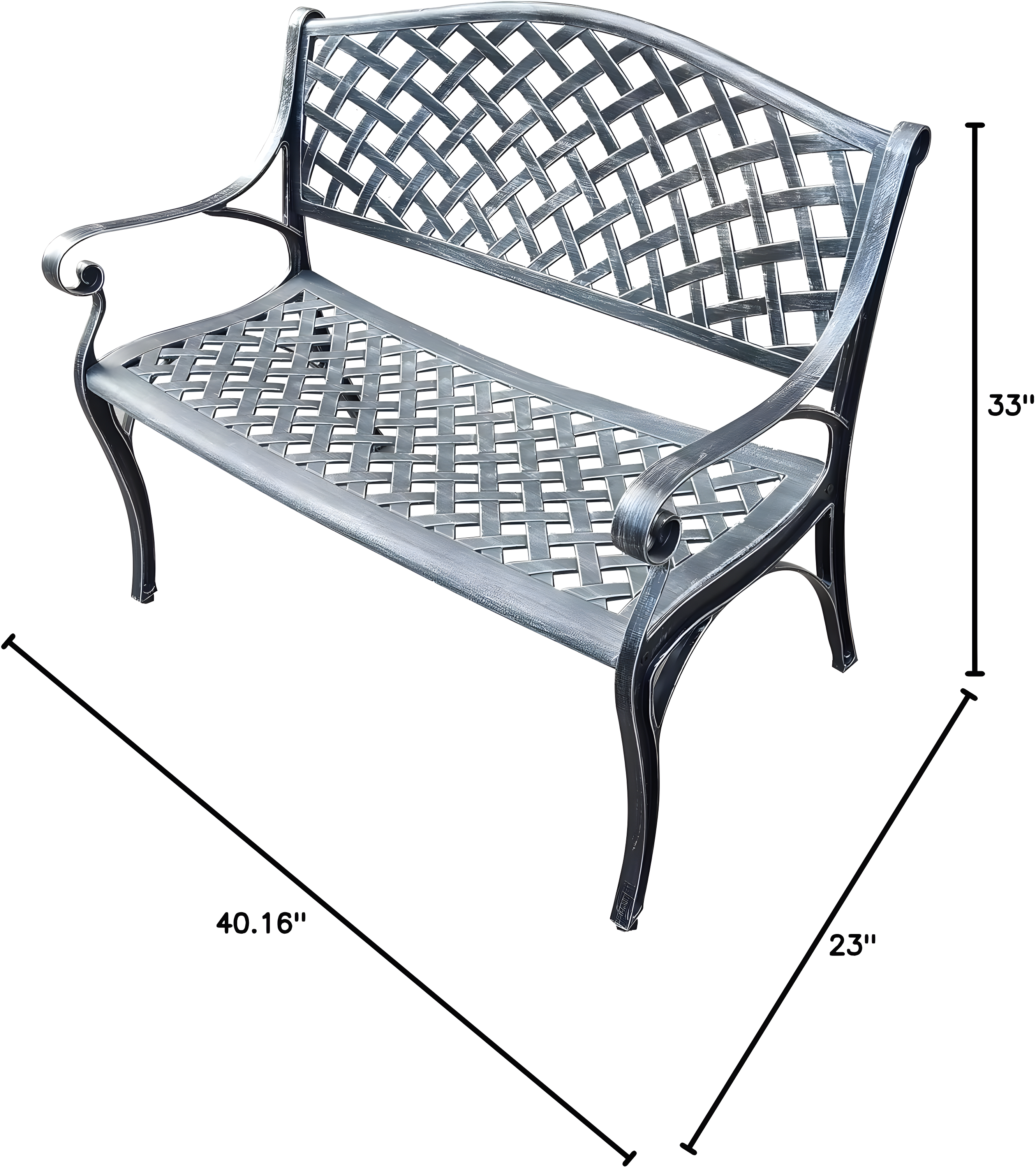 Modern Aluminum Patio Bench - Gray - Oakland Living