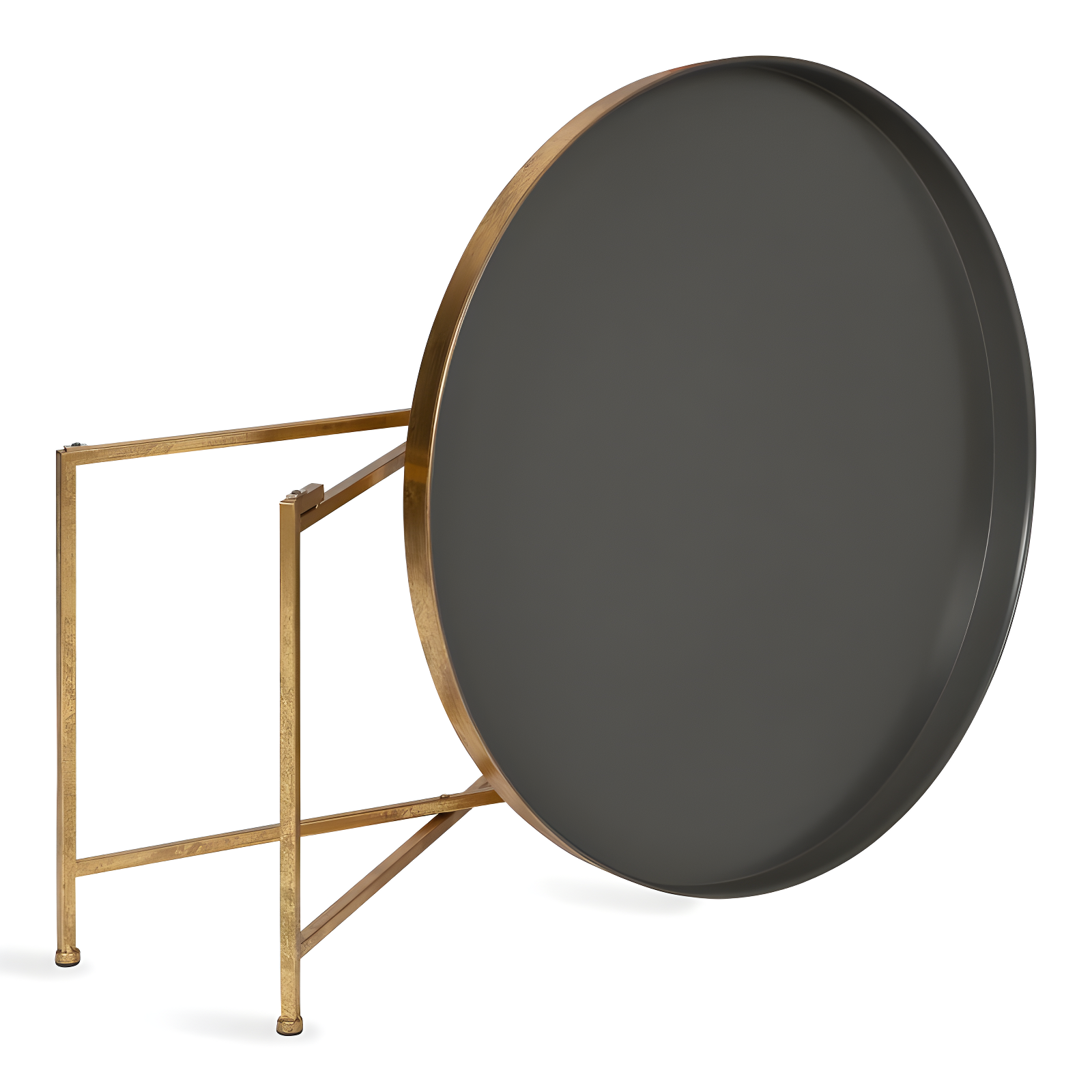 Kate and Laurel Celia Round Metal Coffee Table, 28.25x28.25x19, Gray and Gold