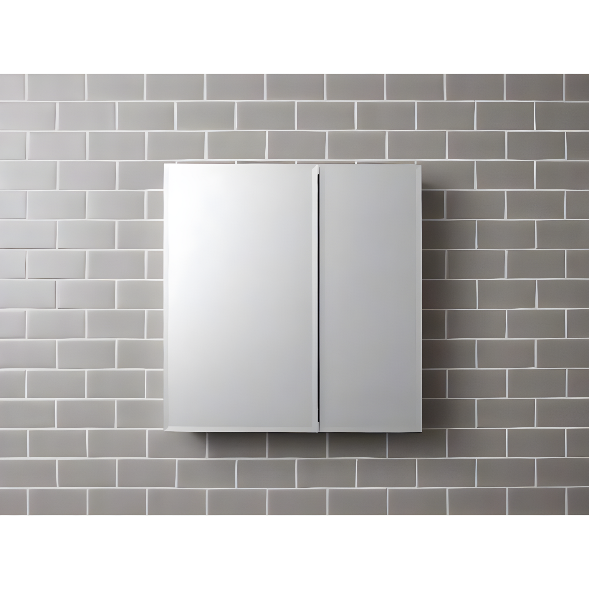 CLC Aluminum Two-Door Medicine Cabinet With Mirrored Doors, Beveled Edges