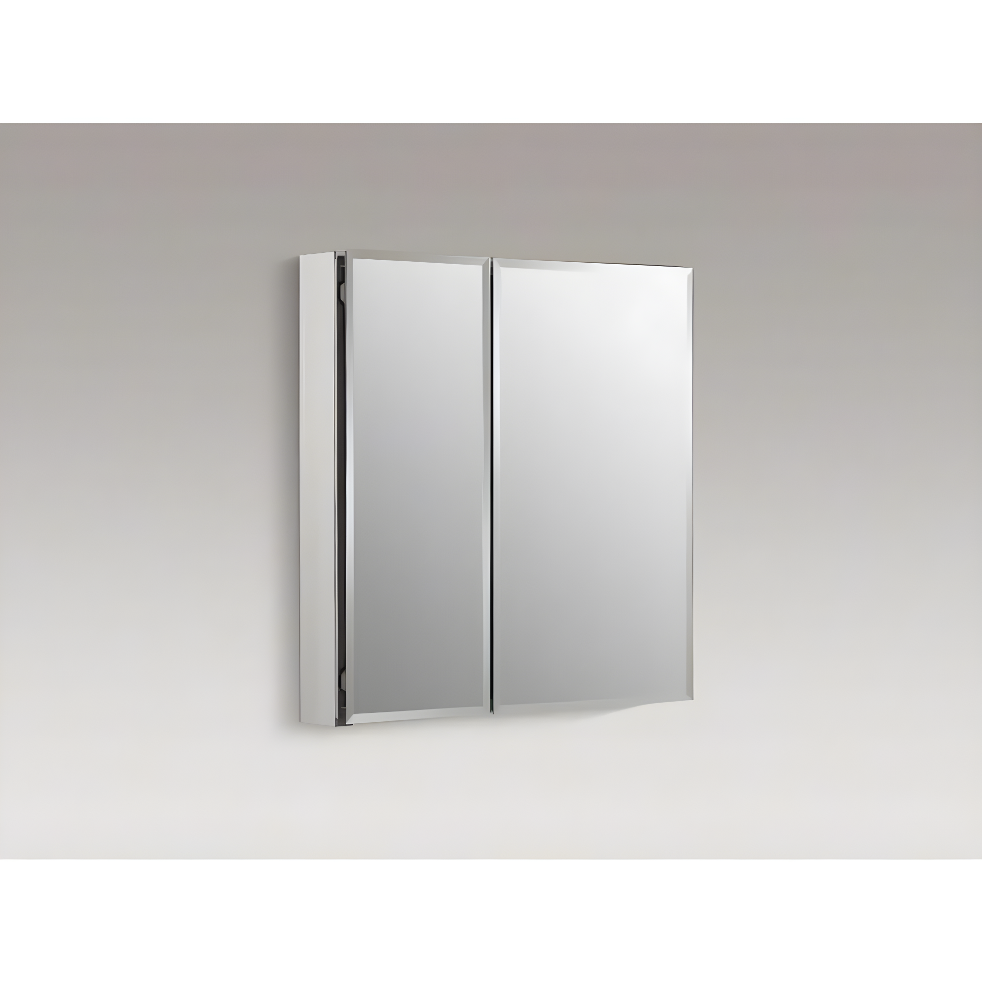 CLC Aluminum Two-Door Medicine Cabinet With Mirrored Doors, Beveled Edges
