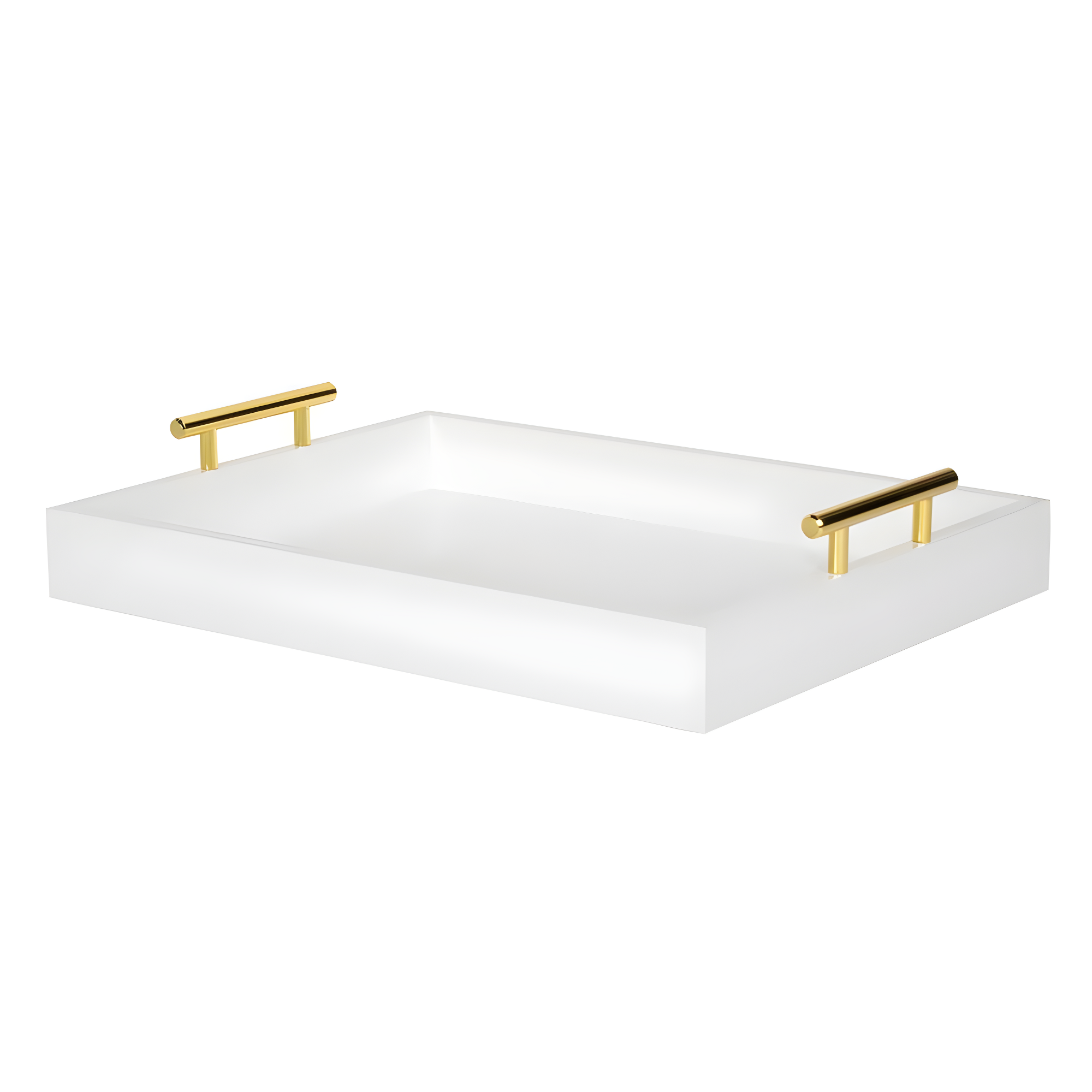 Kate and Laurel Lipton Tray, 16.5x12.25, White and Gold