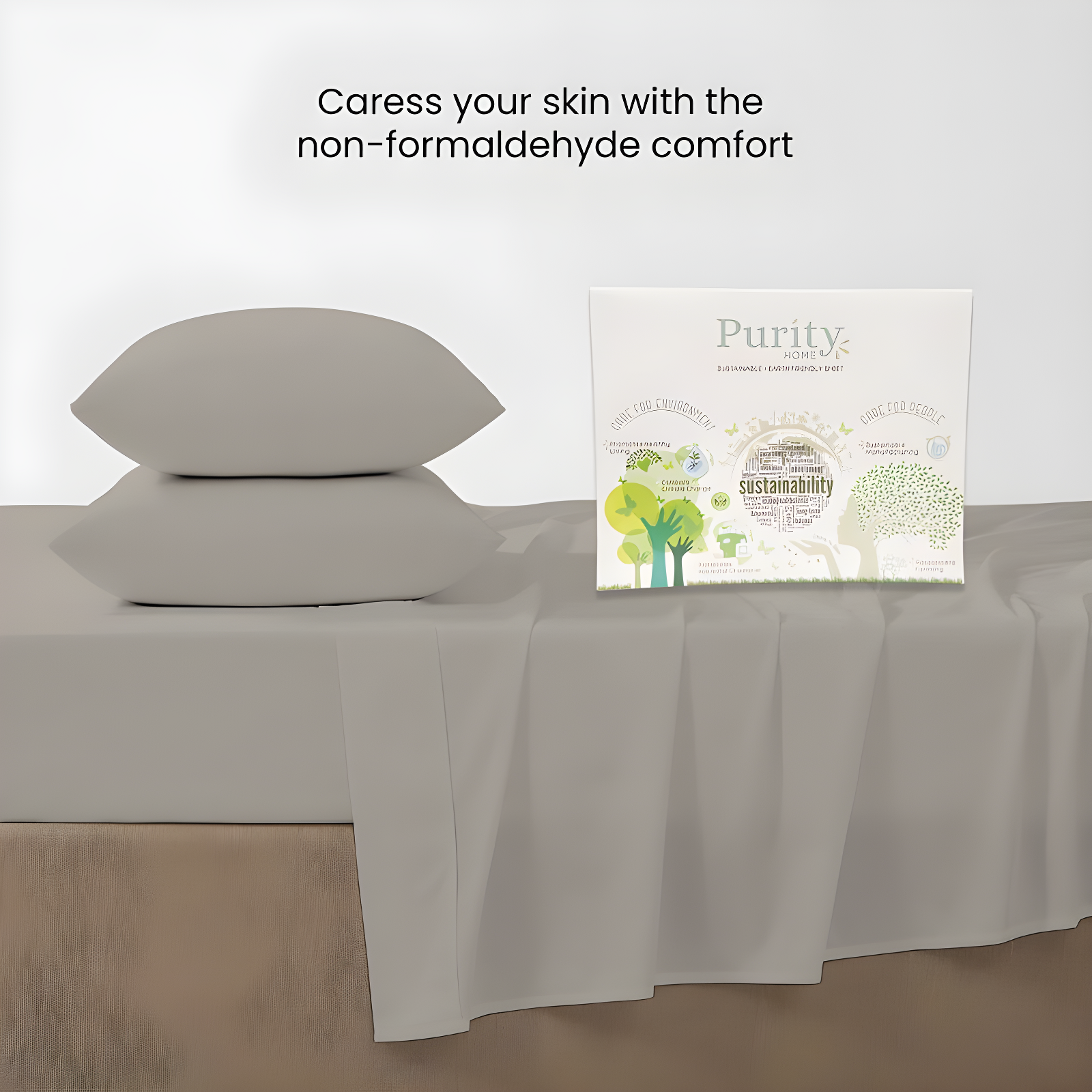 Full 400 Thread Count Wrinkle Free Cotton Sheet Set Taupe - Purity Home: Sateen Weave, Deep Pocket, OEKO-TEX Certified