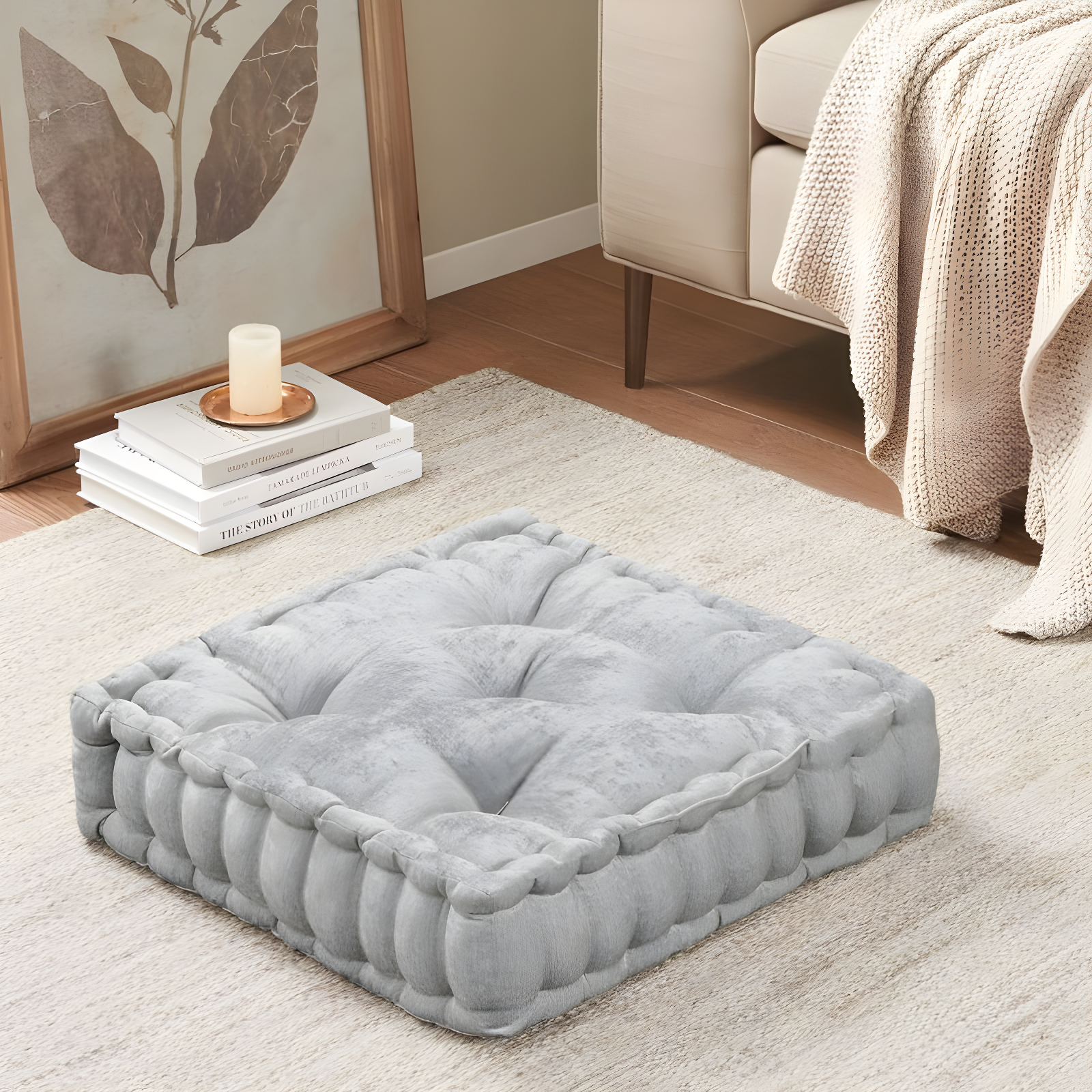 Intelligent Design Azza Poly Chenille Square Floor Pillow Cushion