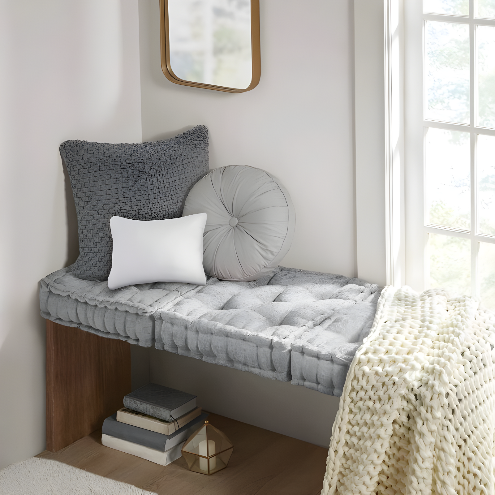 Intelligent Design Azza Poly Chenille Square Floor Pillow Cushion