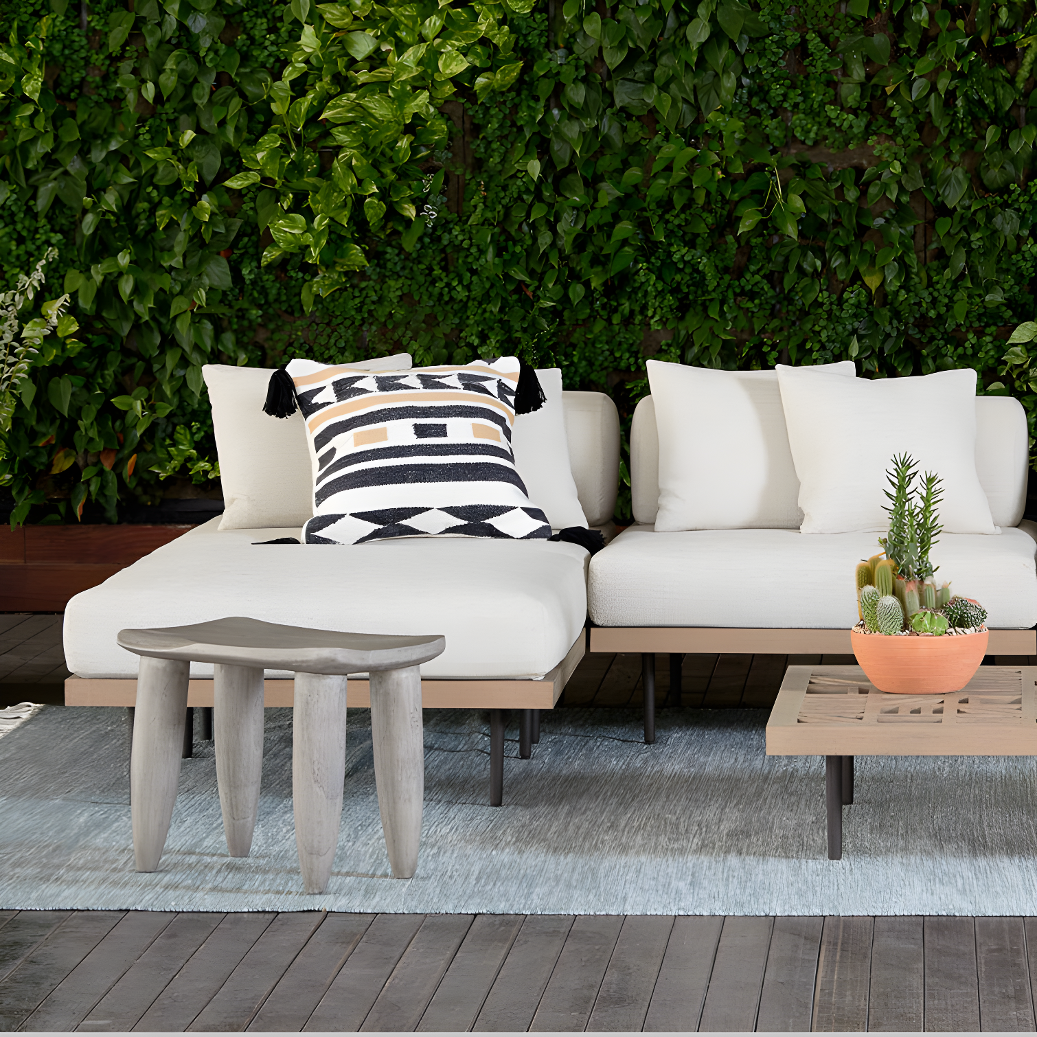 Clarabelle Indoor / Outdoor Stool - Ivory