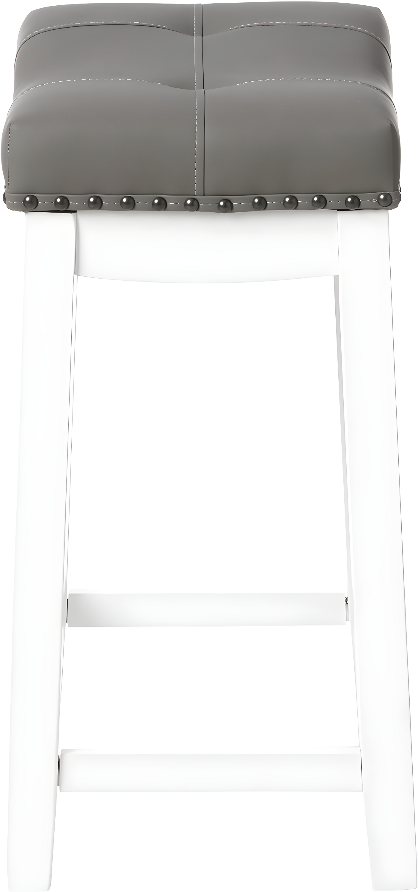 Angel Line Cambridge 24" Padded Saddle Stool, White w/ Gray Cushion, Set of 2